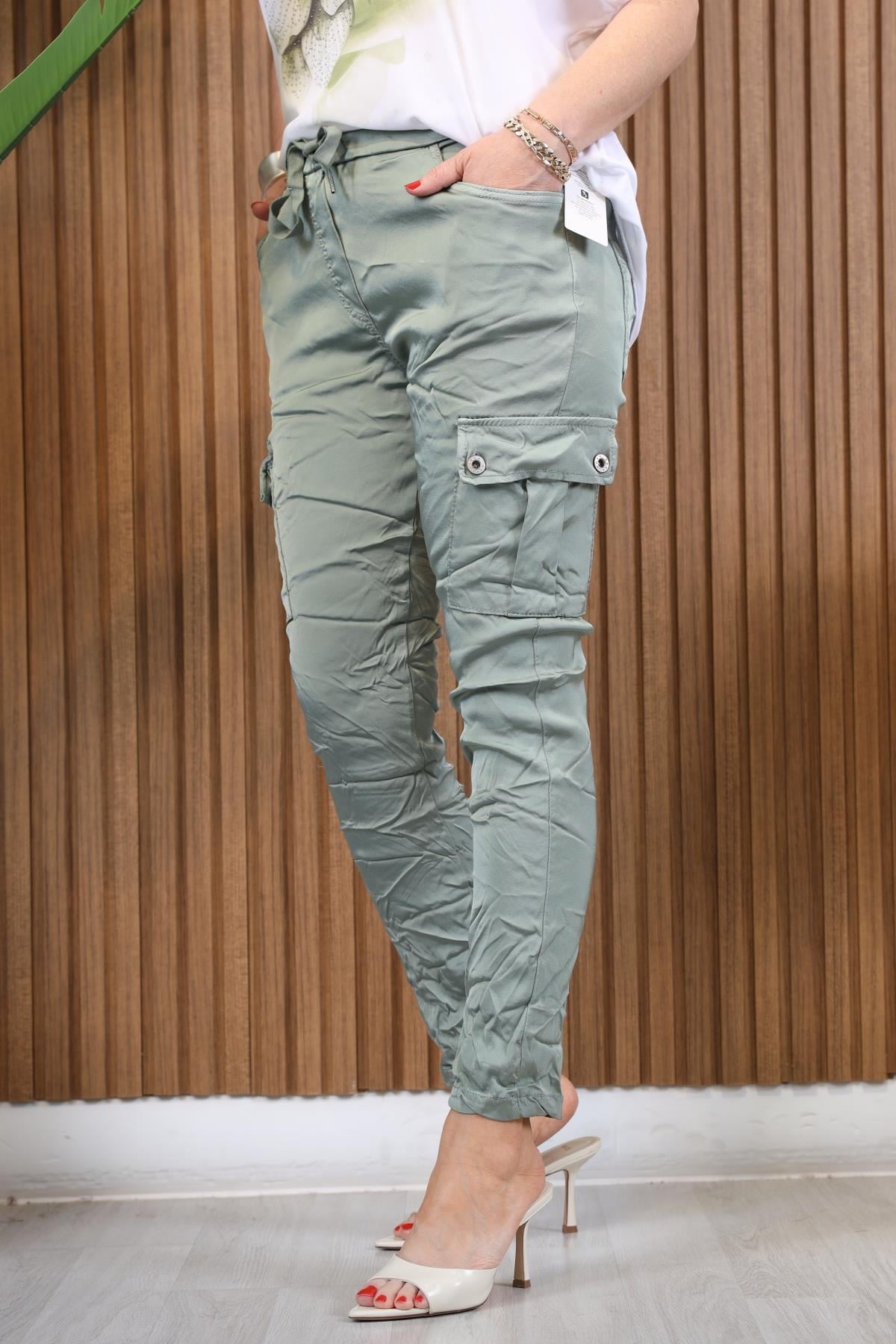 Yan Cep Model İthal Haki Pantolon