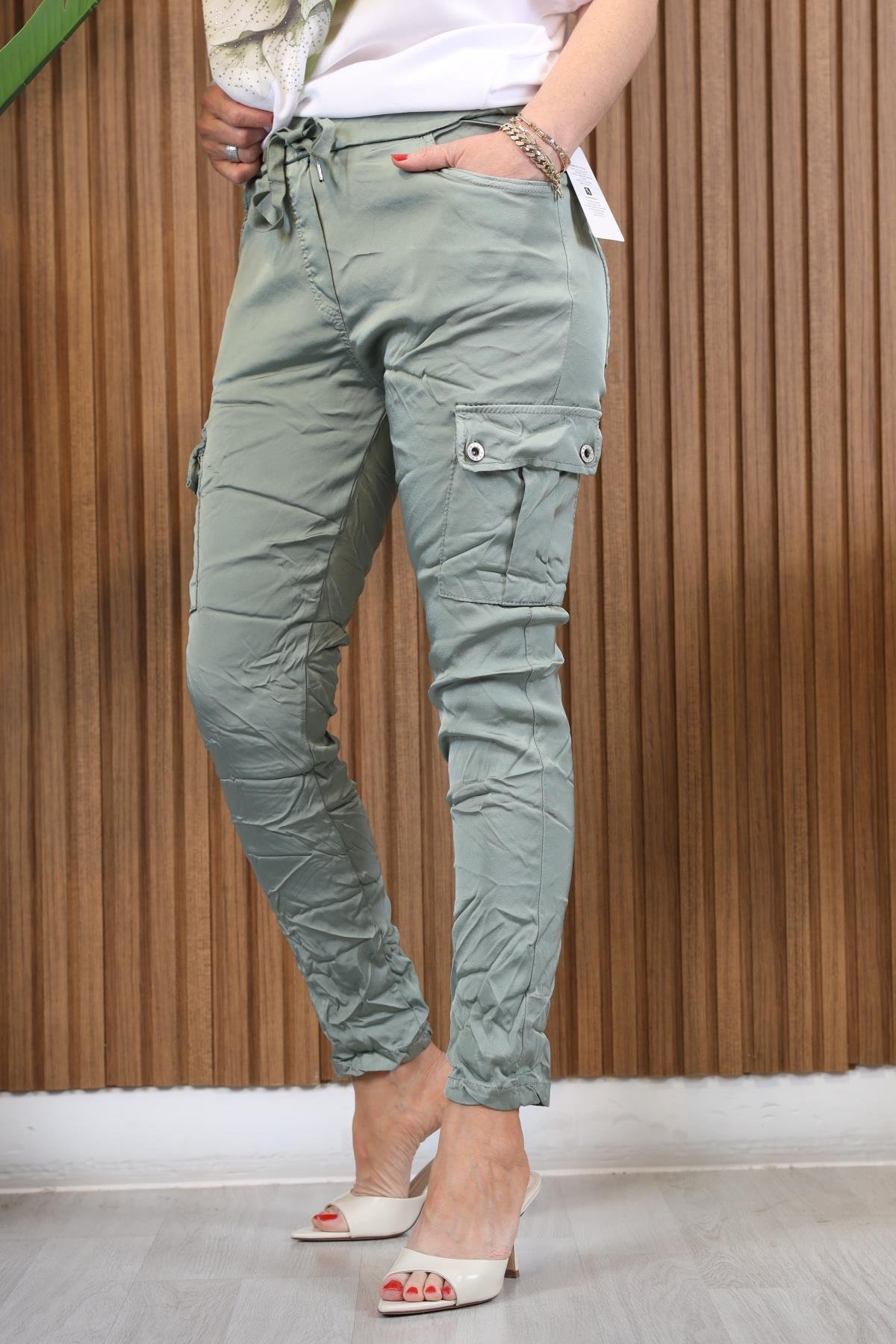 Yan Cep Model İthal Haki Pantolon