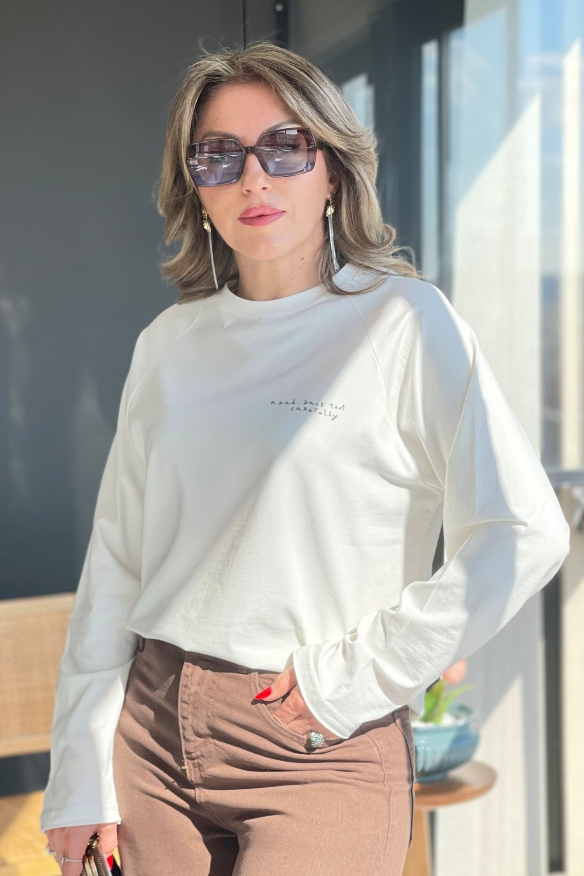 Yazı Detay Beyaz Sweat