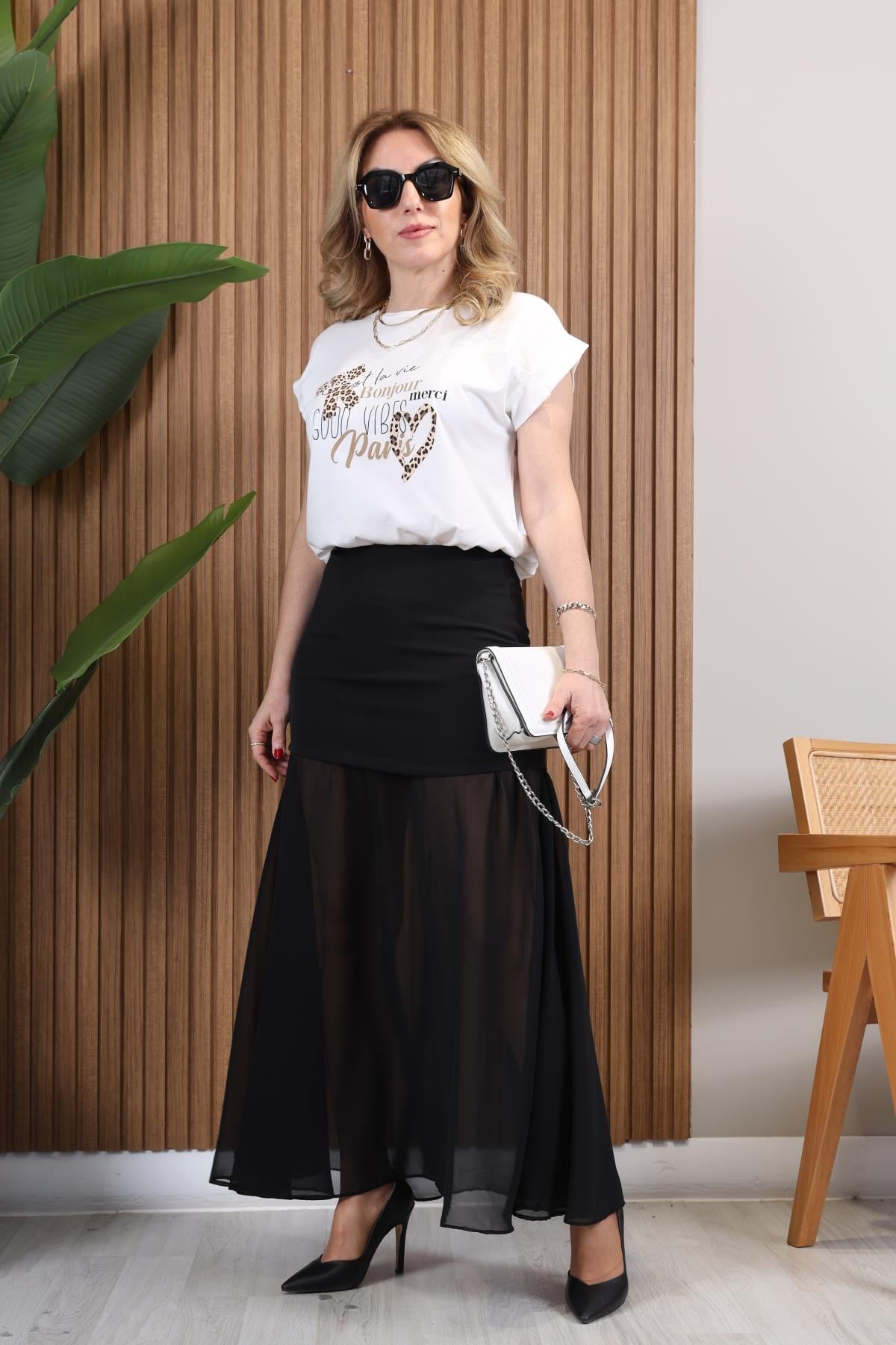 Yazı Detay Ekru T-shirt