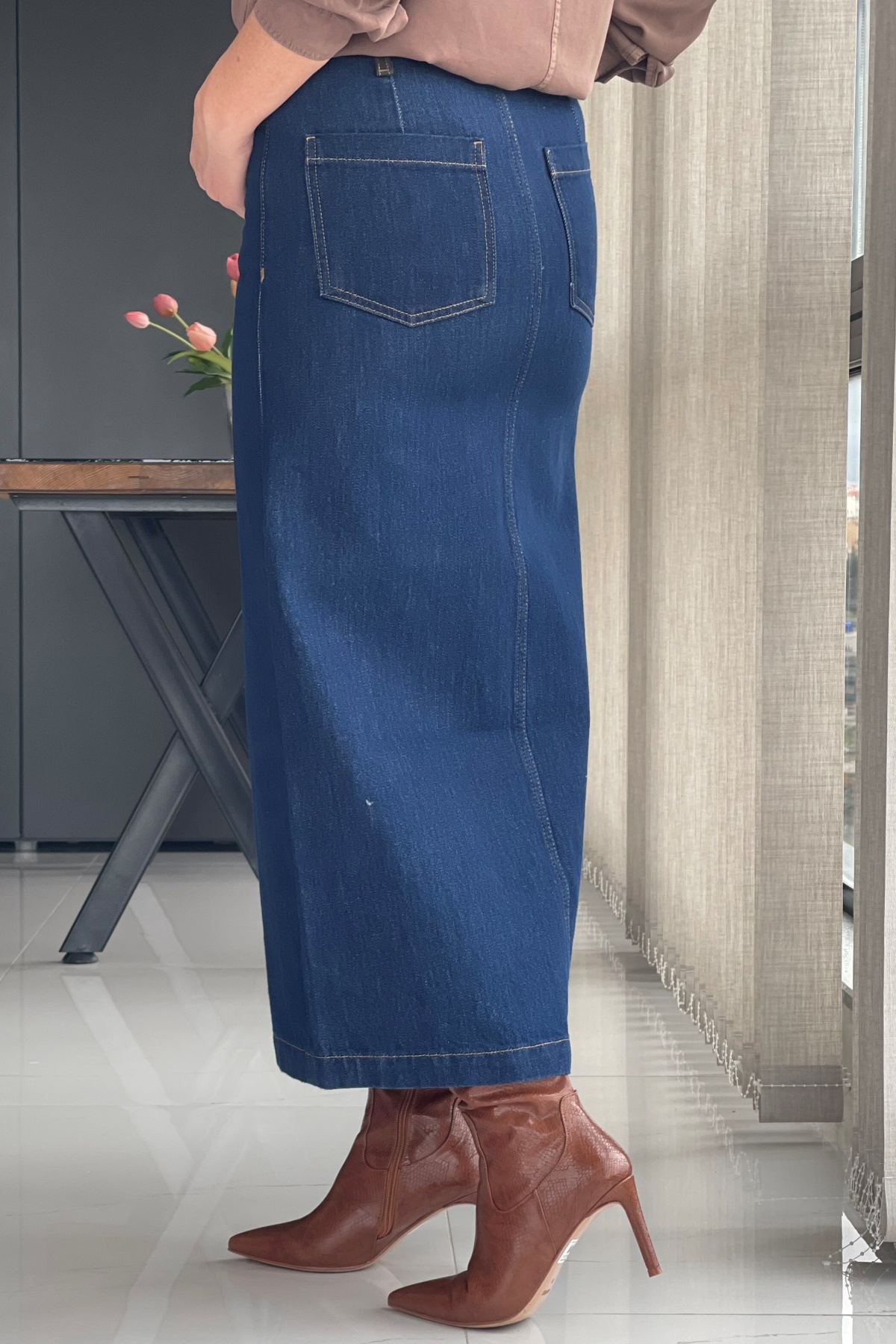 Yırtmaç Detay Jean Etek