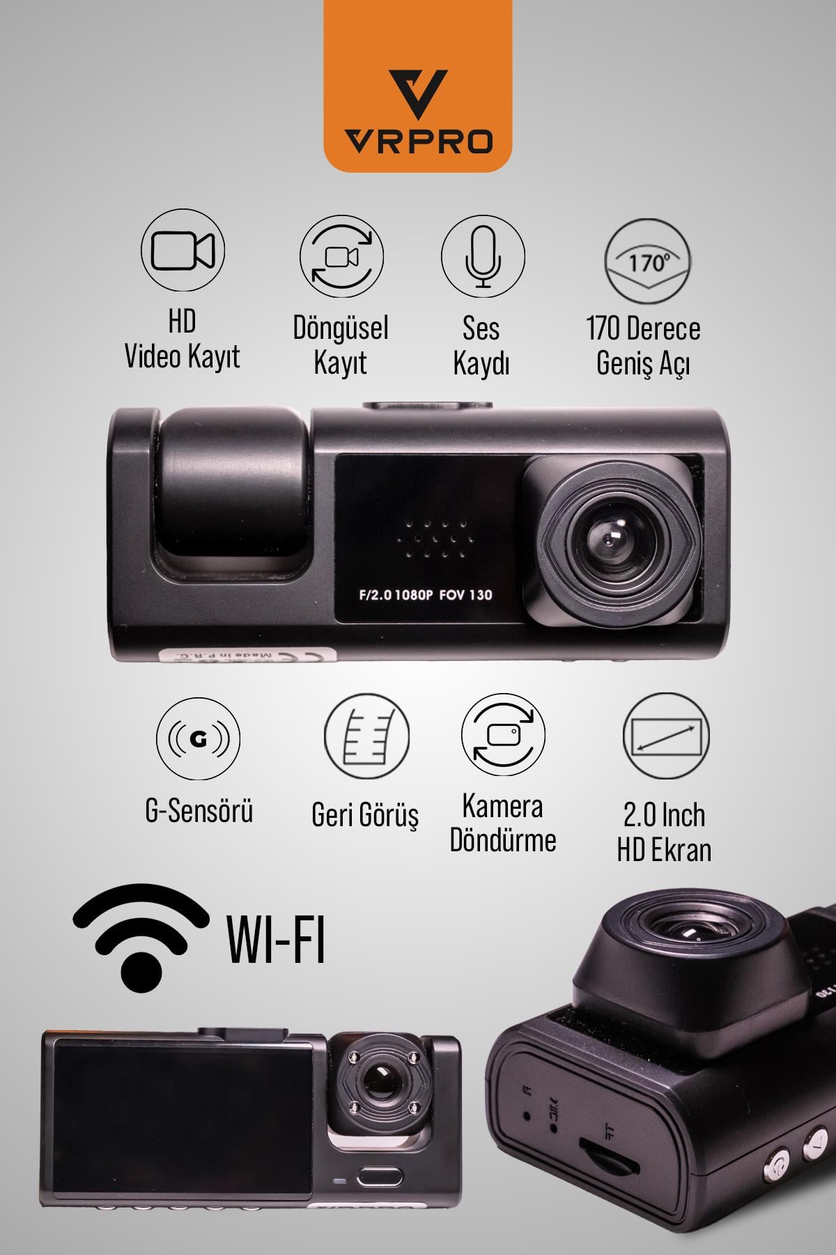 3 KAMERALI WİFİ'Lİ DİKİZ AYNA KAYIT KAMERASI-VR10