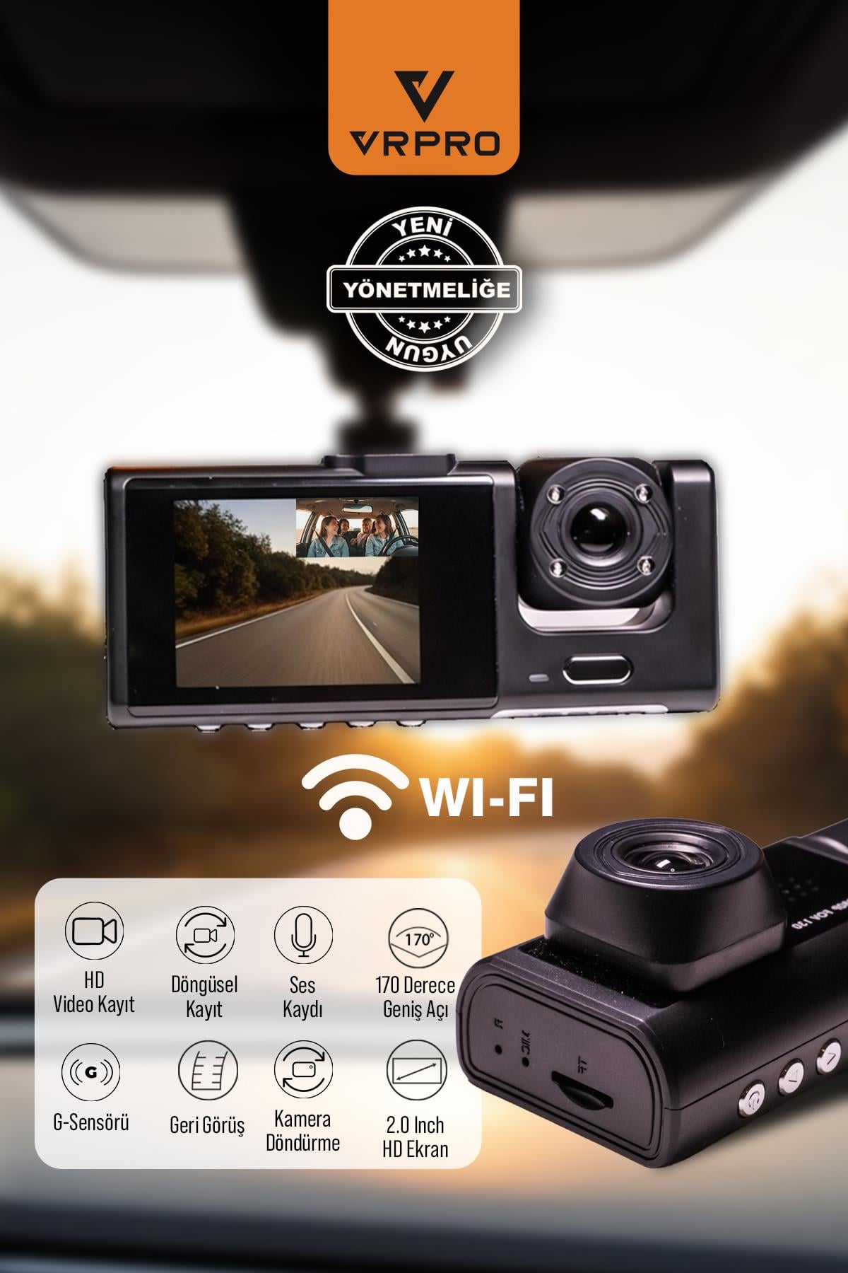 3 KAMERALI WİFİ'Lİ DİKİZ AYNA KAYIT KAMERASI-VR10