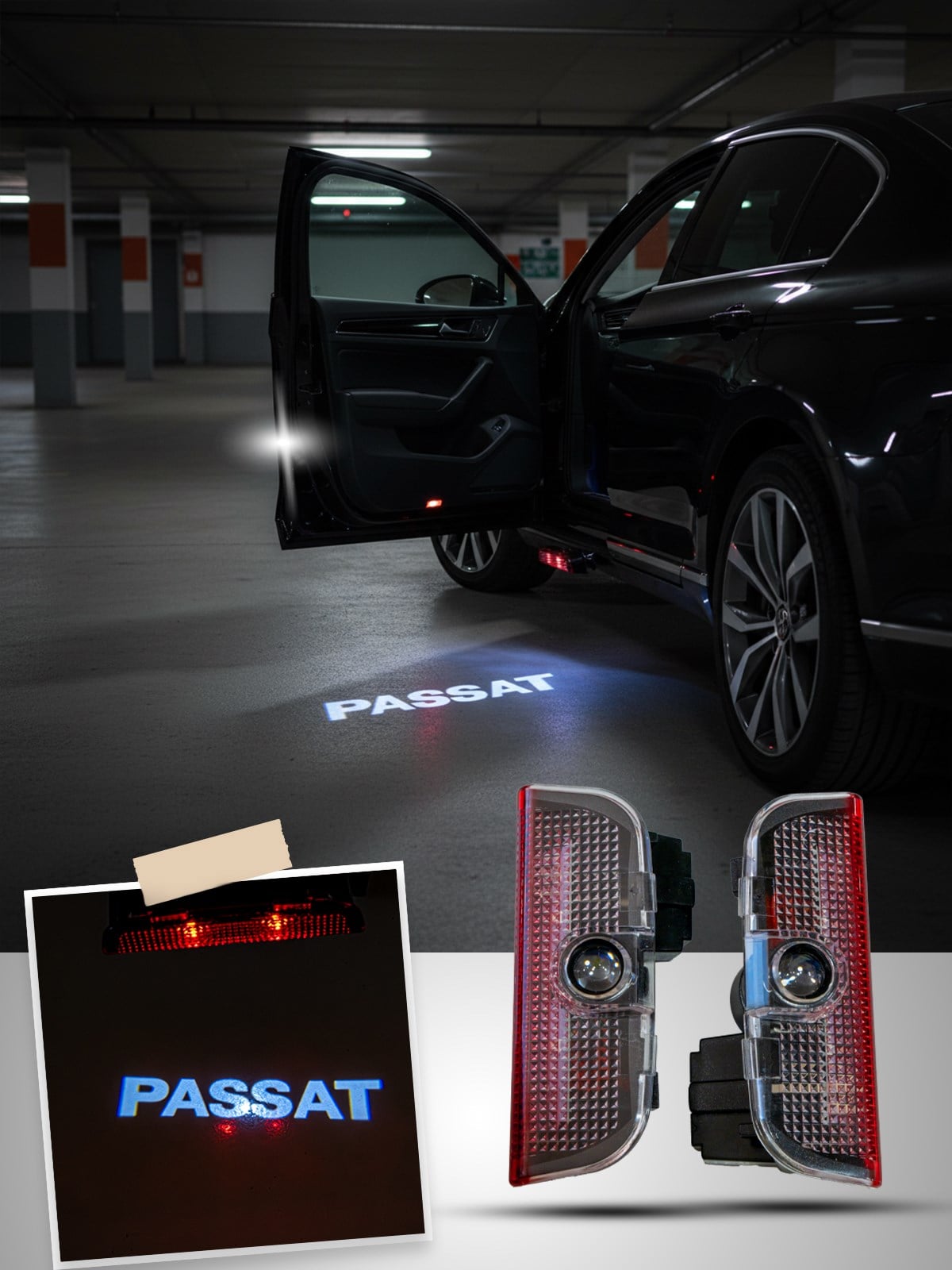 Passat Araca Özel Kapı Altı Logo Lazer Projektör - 2 Adet Led Aydınlatma