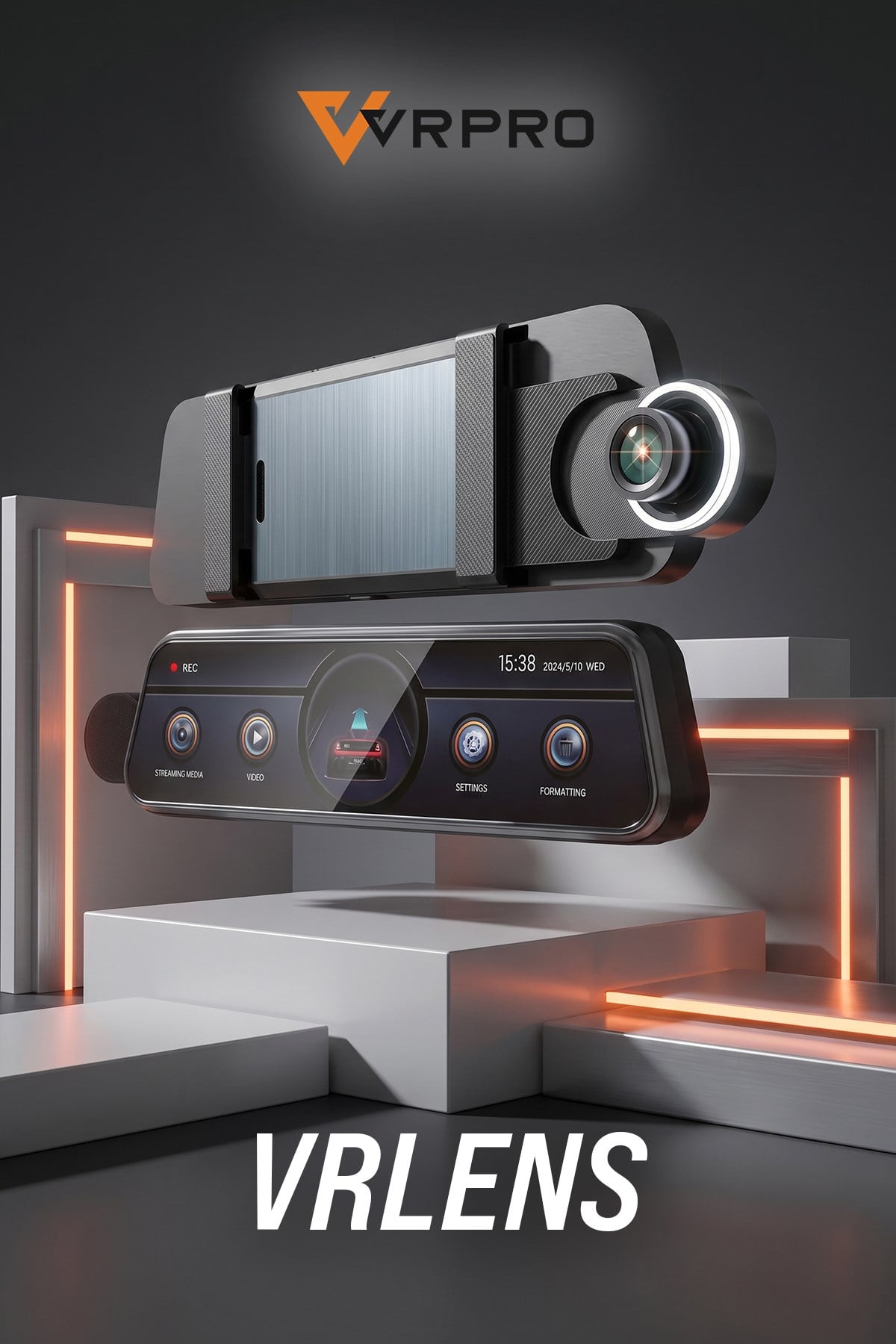 VRLENS 2 KAMERALI 10'' TOUCH SCREEN-ADAS+BSD-4K+2K-LOOP RECORDING-WIFI-G SENSOR
