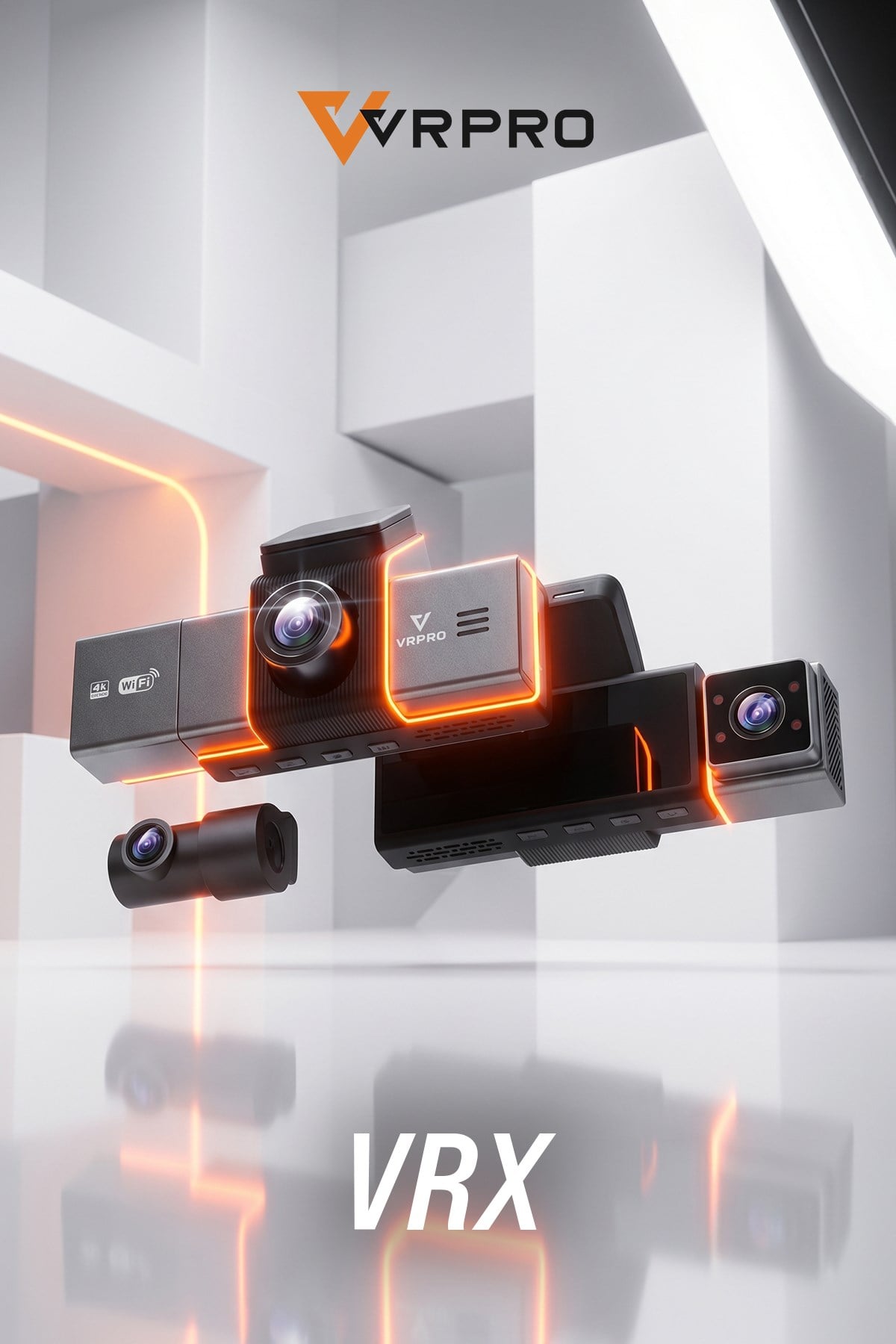 VRPRO VRX 3 Kameralı 4K UHD Wi-Fi Akıllı Araç Kamerası - ADAS BSD & 24 Saat Park İzleme