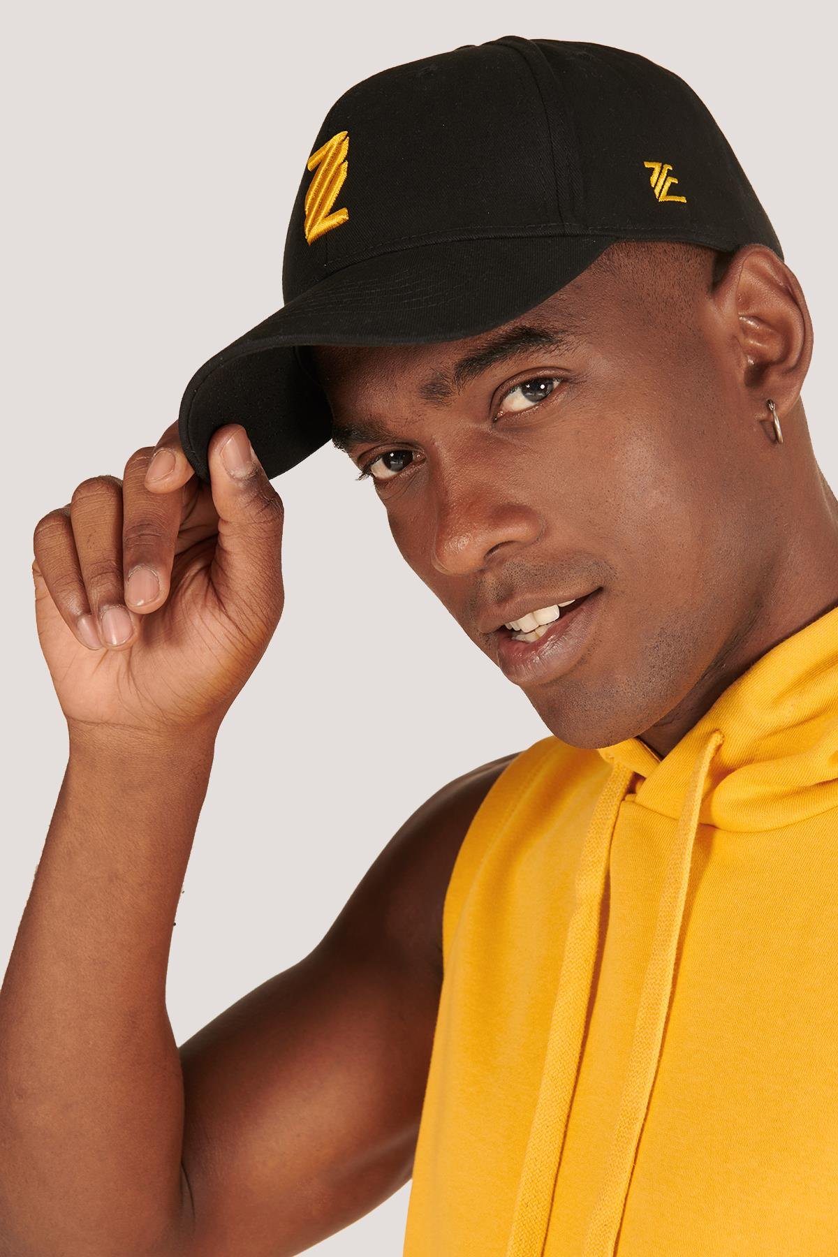 P-005672-Erkek Kapüşonlu Kolsuz Rahat Kesim Sıfır Kol Pamuklu Casual Spor T-shirt - Tişört-HARDAL