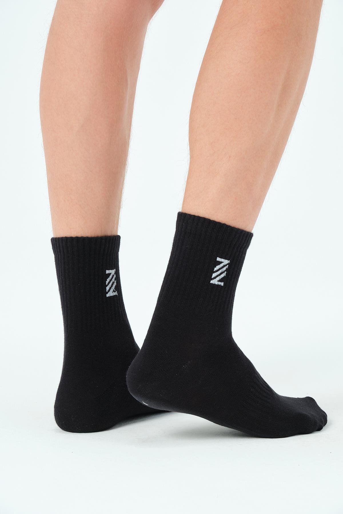 P-007209-Mevsimlik Unisex Soket Uzun Tenis Çorap-SİYAH