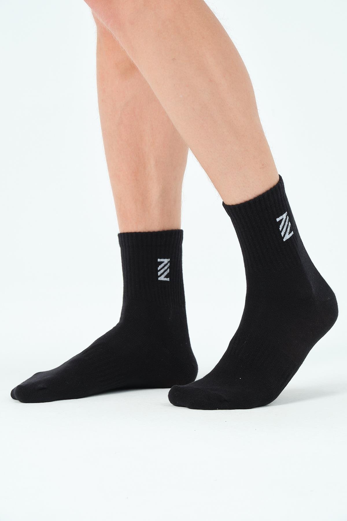 P-007209-Mevsimlik Unisex Soket Uzun Tenis Çorap-SİYAH