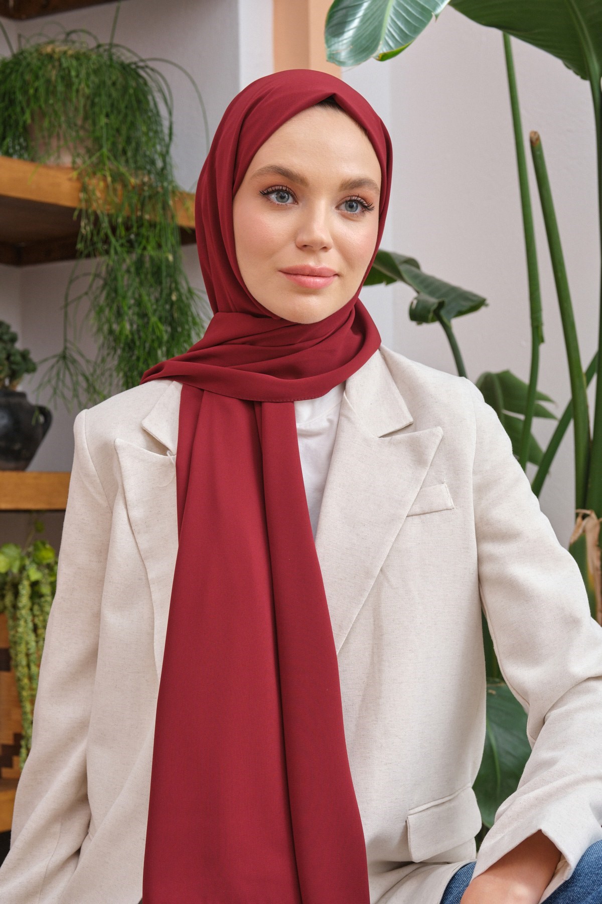 Medine İpeği Serisi BordoMedineİpek45Şalland