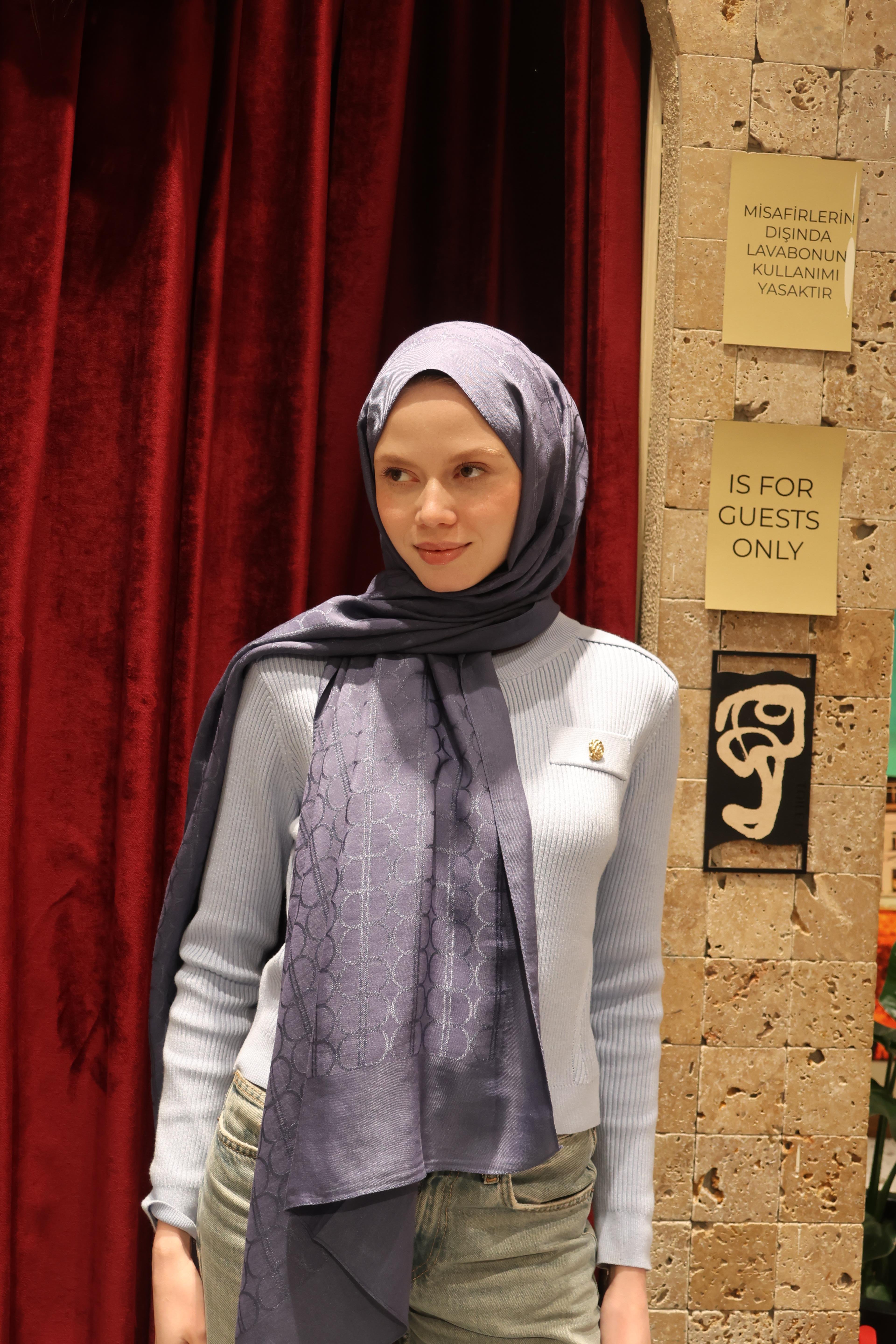 Na'i Pure D Desen Şal Kot MaviNAIPUREDDSNSAL1000Şalland