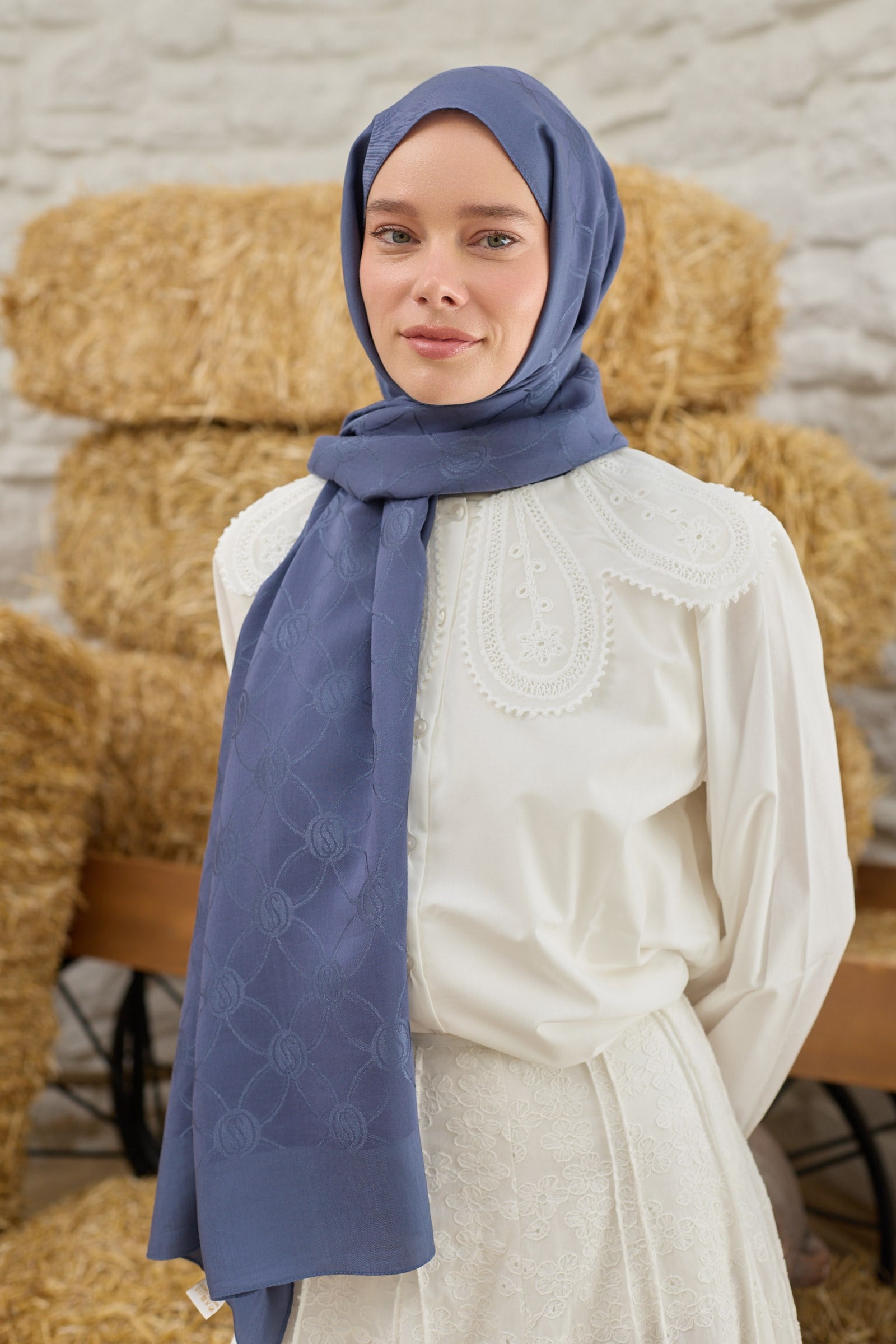 Na'i Pure Dama Desen Şal Kot MaviNAIPUREDAMADSNSAL1000Şalland