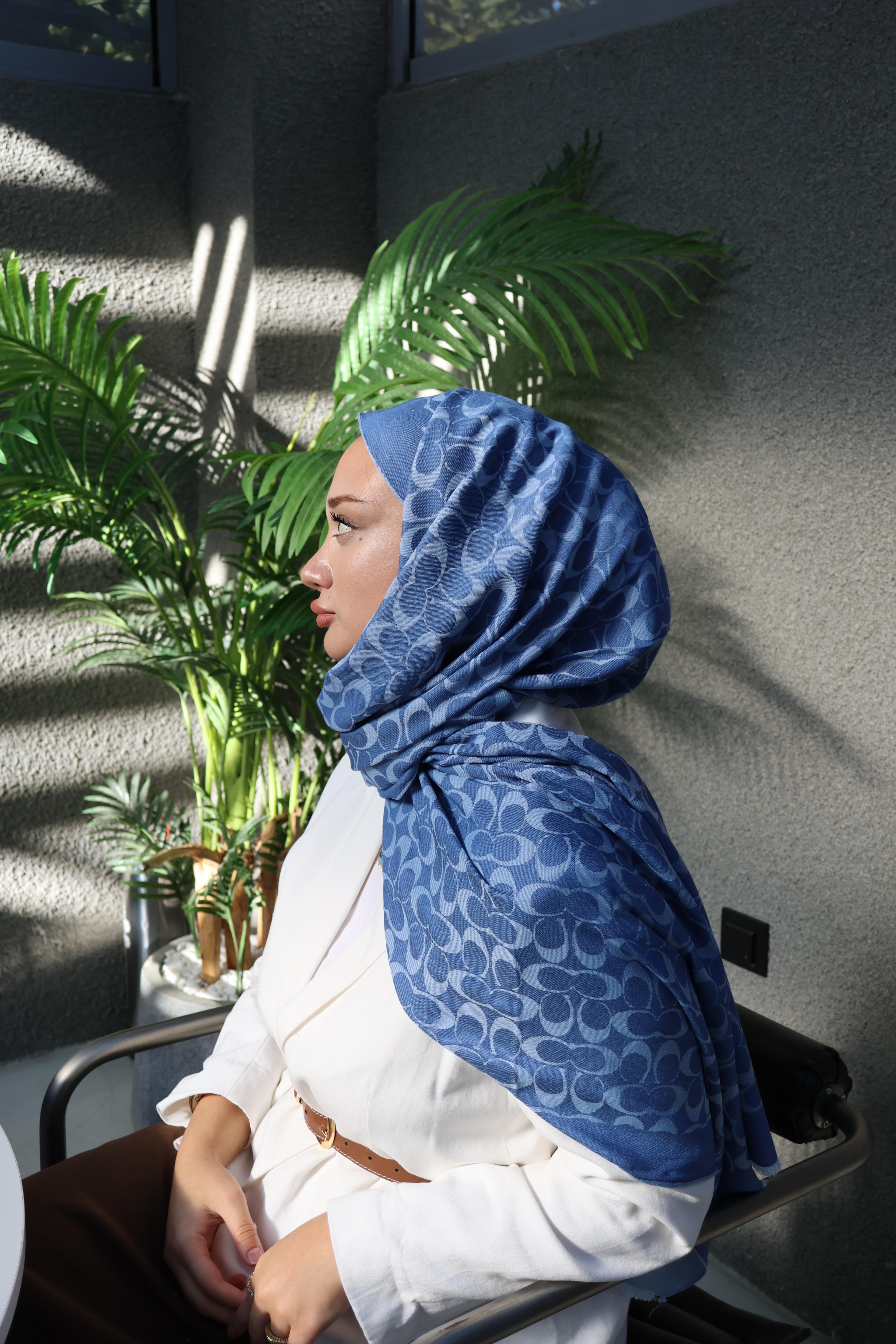 Şalland C Desen Yün Kaşmir Şal MaviCDSNYUNKASMIRSAL1000Şalland