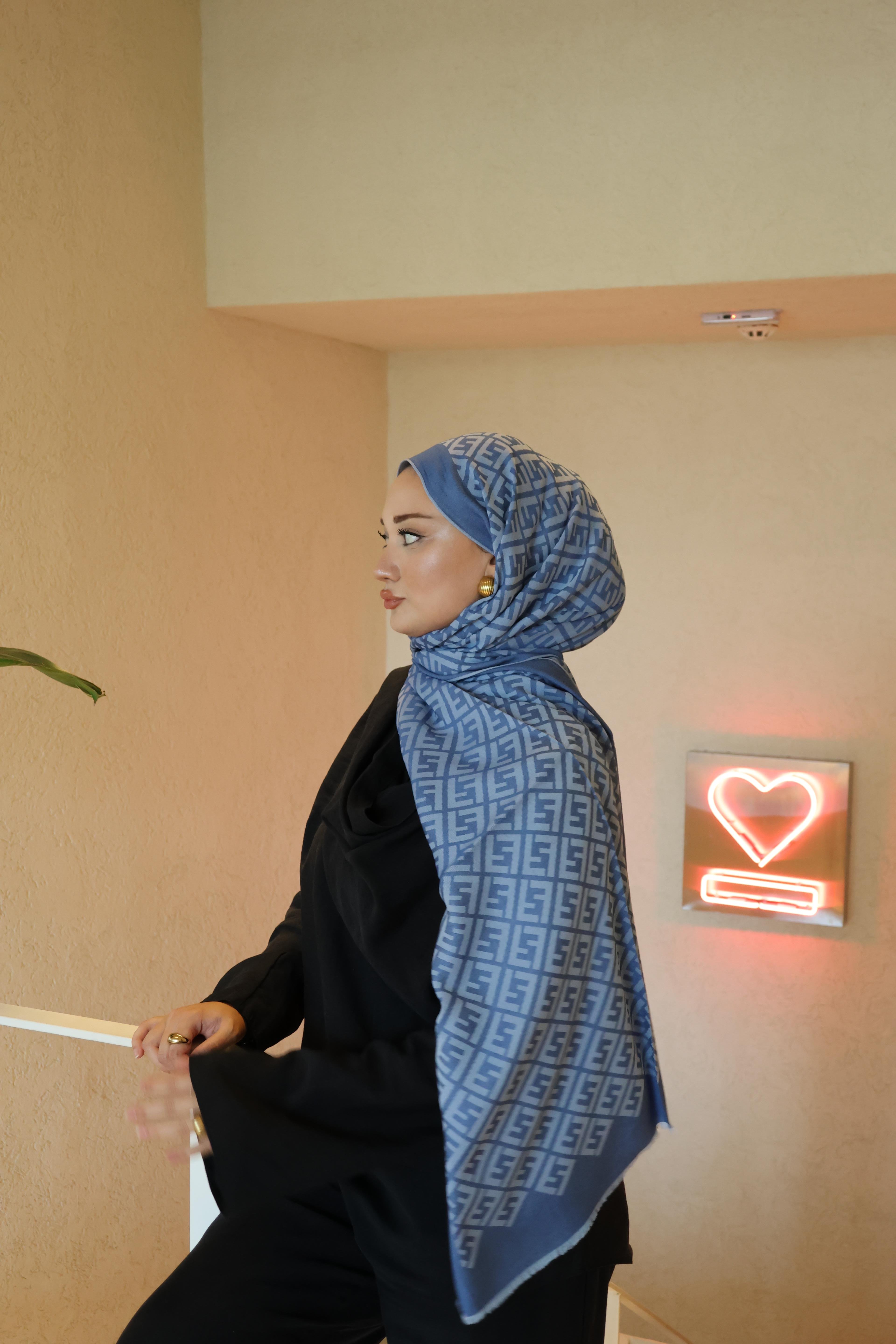 Şalland F Desen Yün Kaşmir Şal Buz MaviFDSNYUNKASMIRSAL1000Şalland