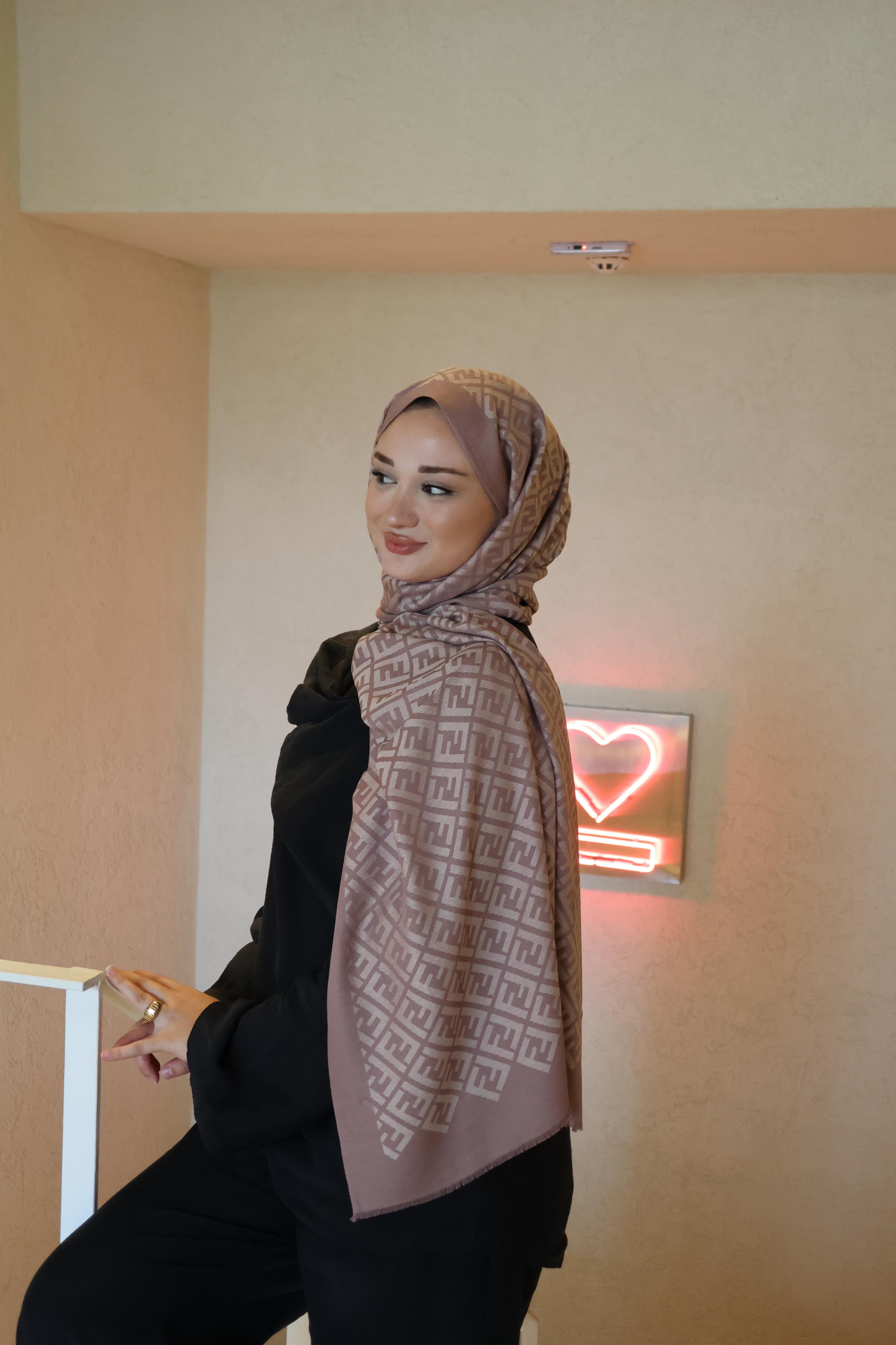 Şalland F Desen Yün Kaşmir Şal Pembe VizonFDSNYUNKASMIRSAL1000Şalland