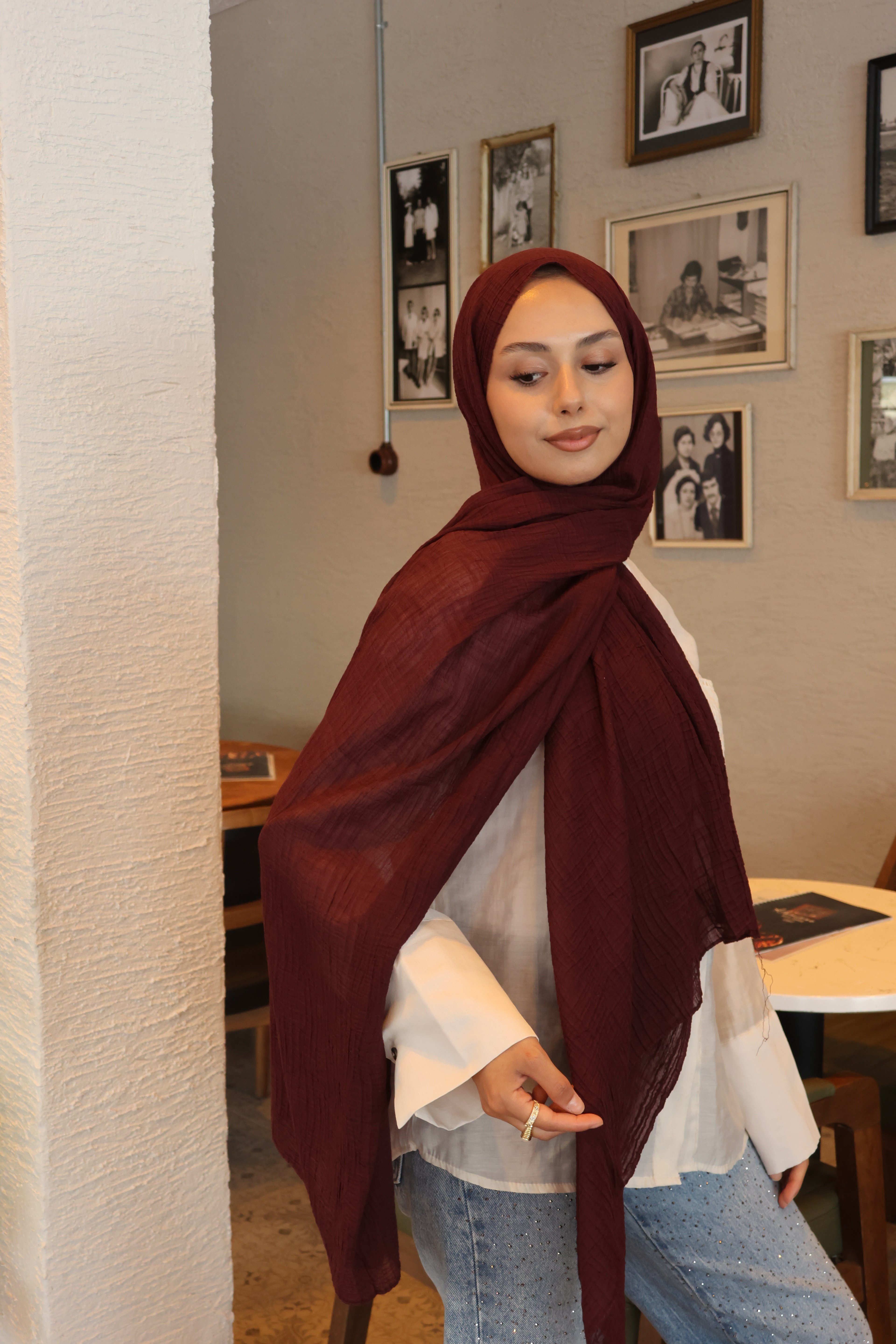 Şalland Müslin Şal BordoMUSLINSAL1000Şalland