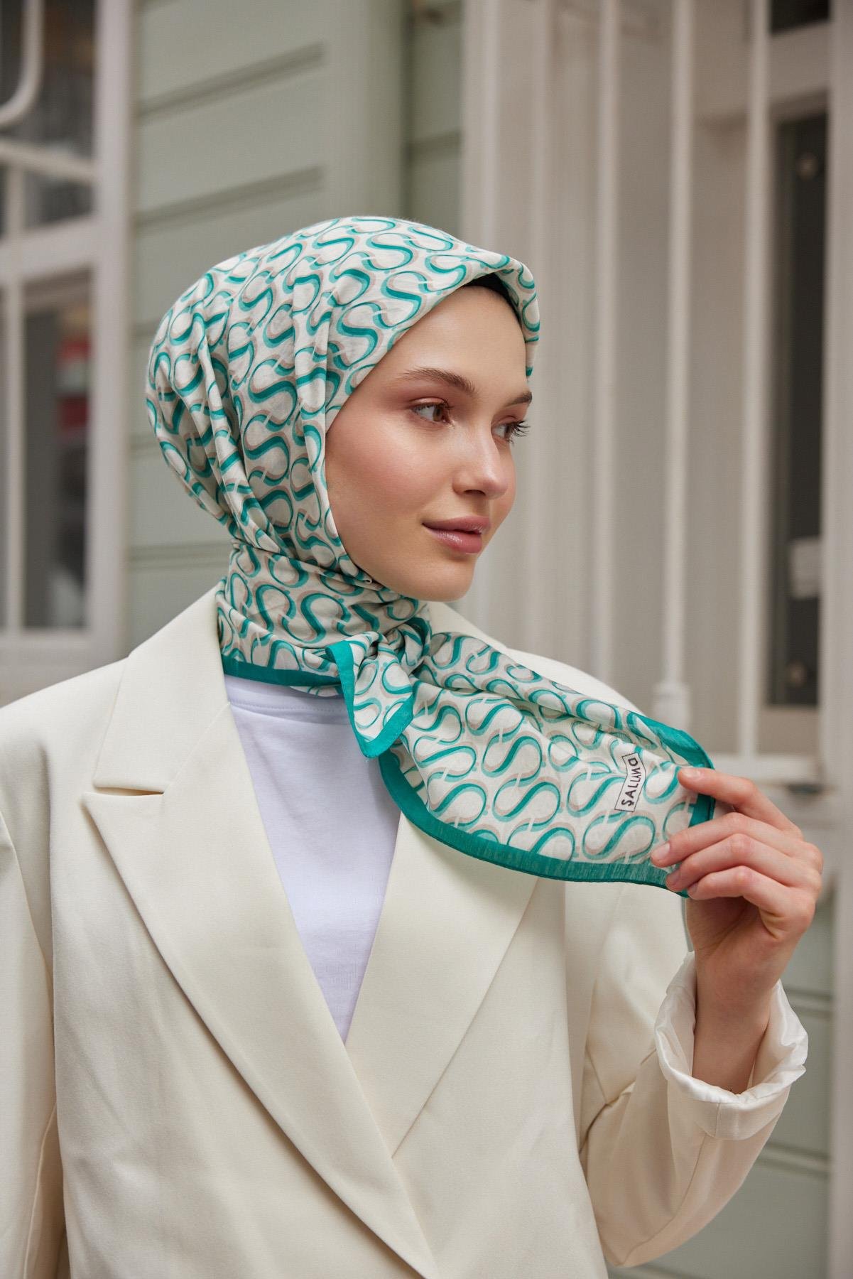 Şalland S Desen Baroq Eşarp TurkuazSALLANDBAROQEŞARP2000Şalland