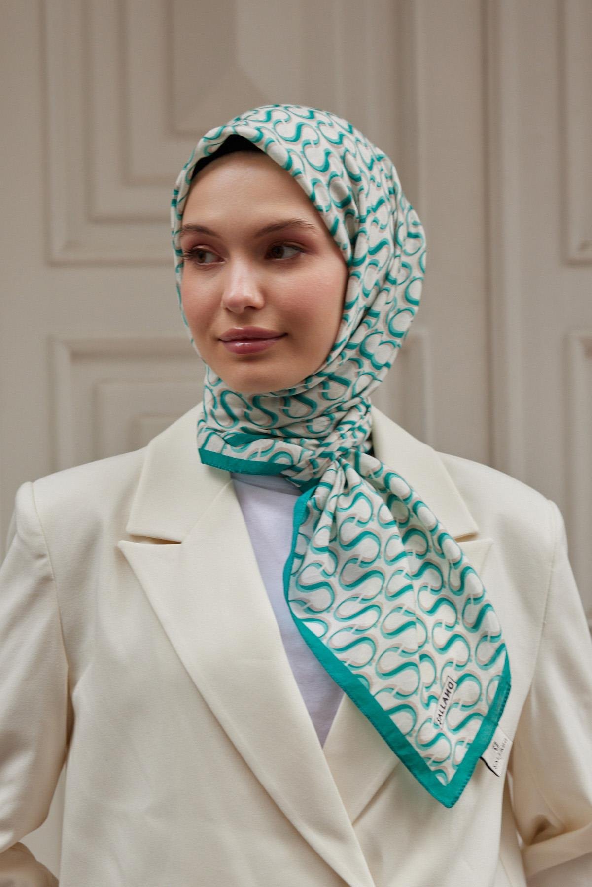 Şalland S Desen Baroq Eşarp TurkuazSALLANDBAROQEŞARP2000Şalland