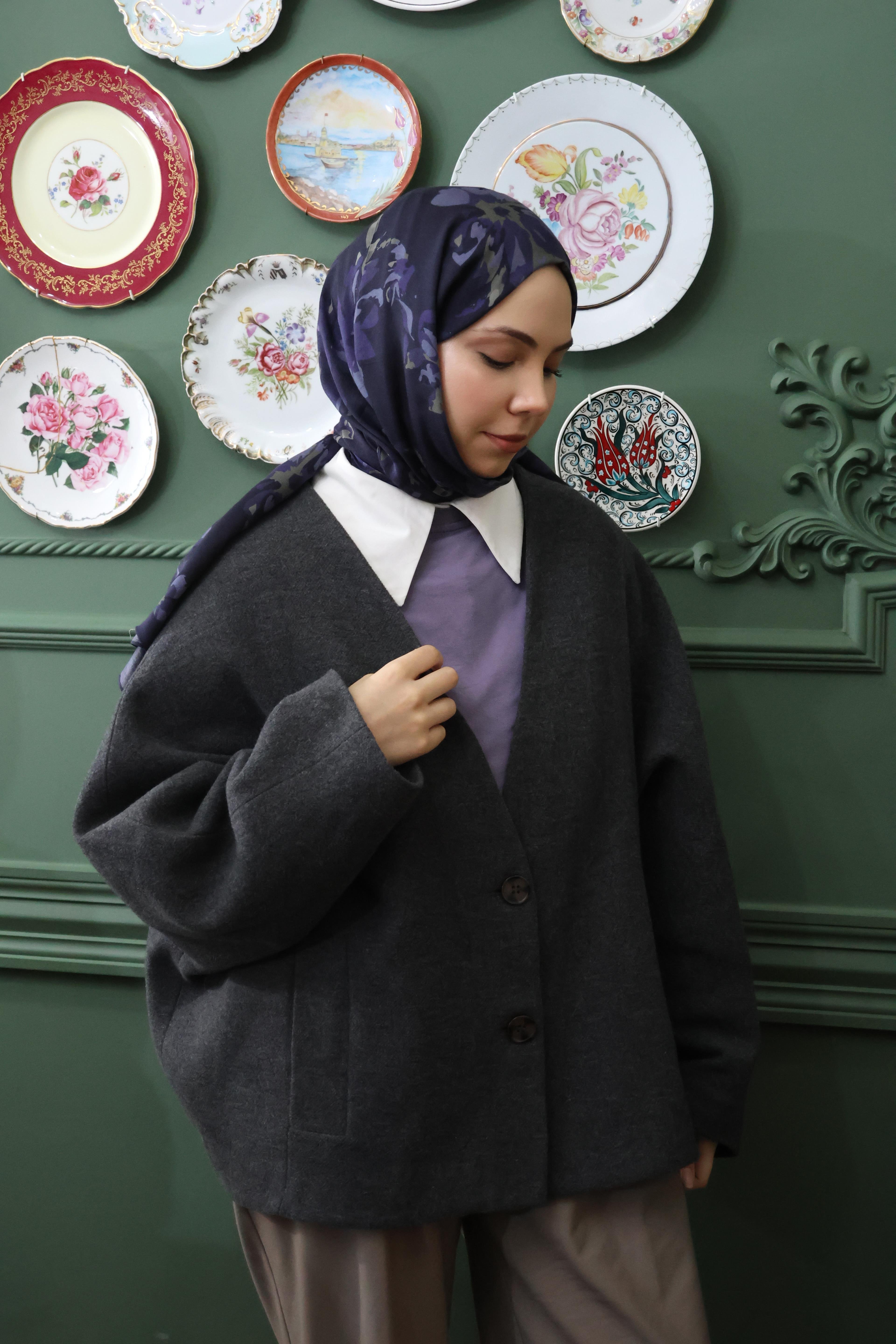 Şalland Vera Desenli Pamuk Viskon Şal LacivertVERADSNPAMSAL1000Şalland