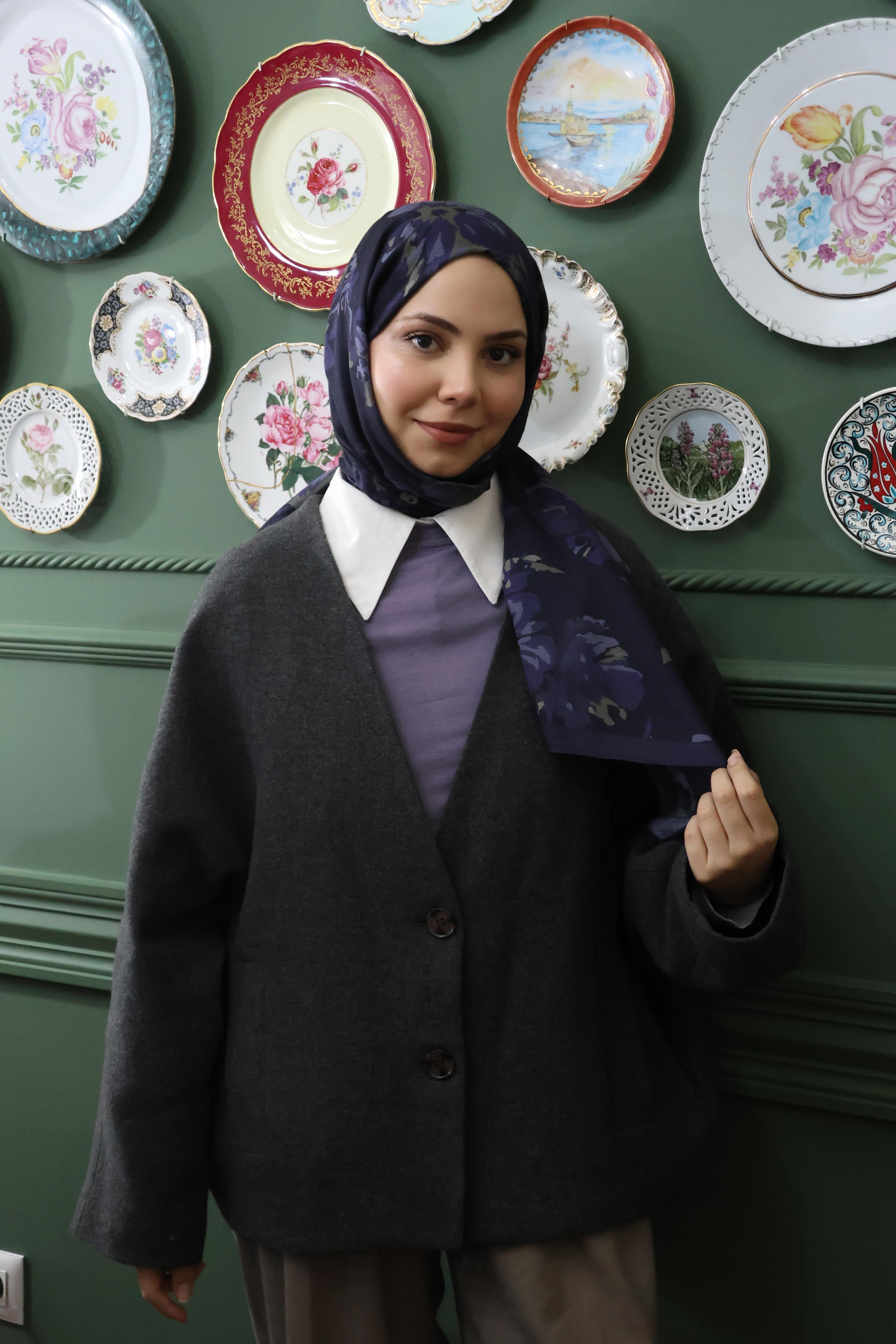 Şalland Vera Desenli Pamuk Viskon Şal LacivertVERADSNPAMSAL1000Şalland