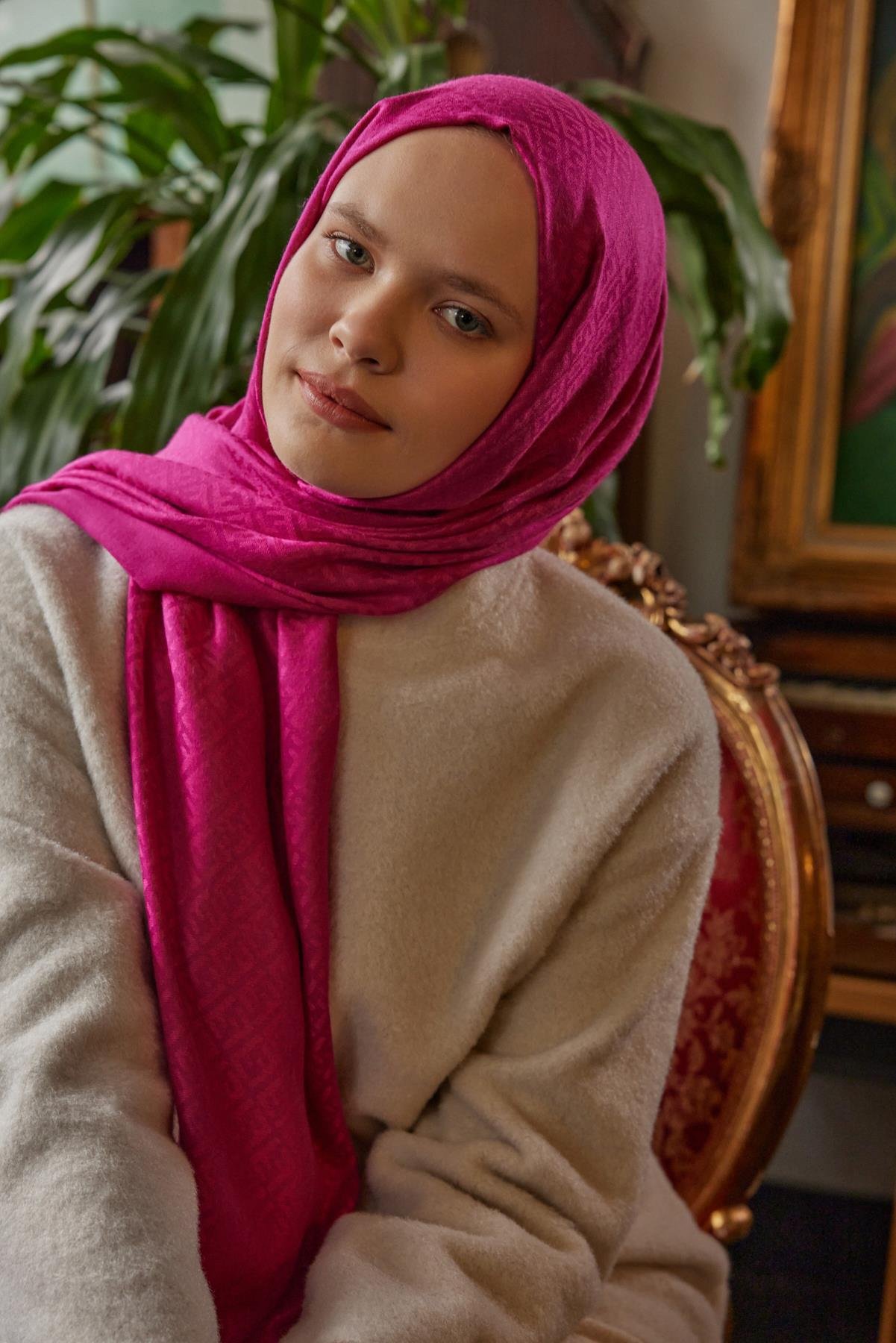 Şalland Yün Kaşmir Şal FuşyaYUNKASMIRSAL1000Şalland