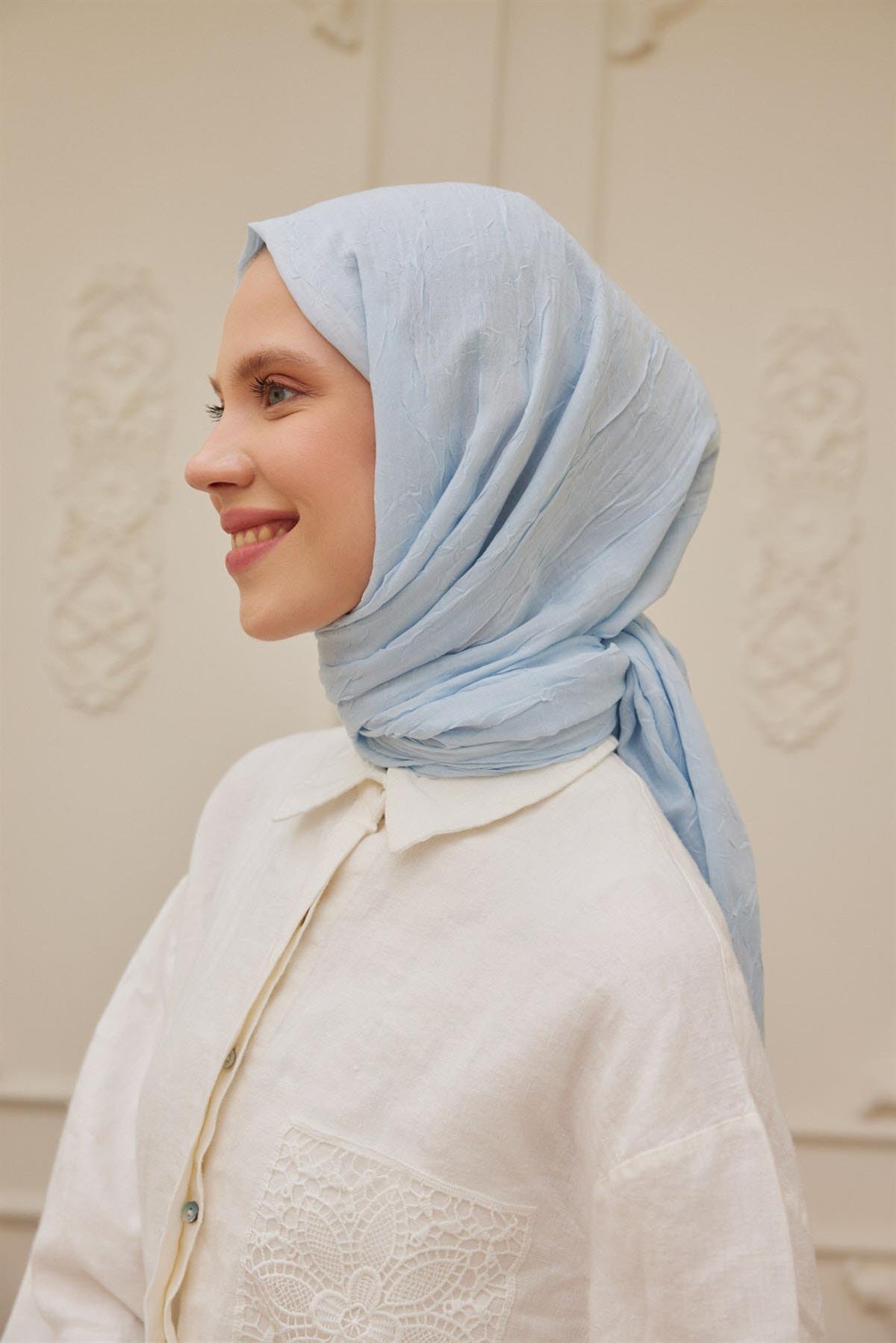 Viskon Kraş Şal Buz Mavivskkra0033Şalland