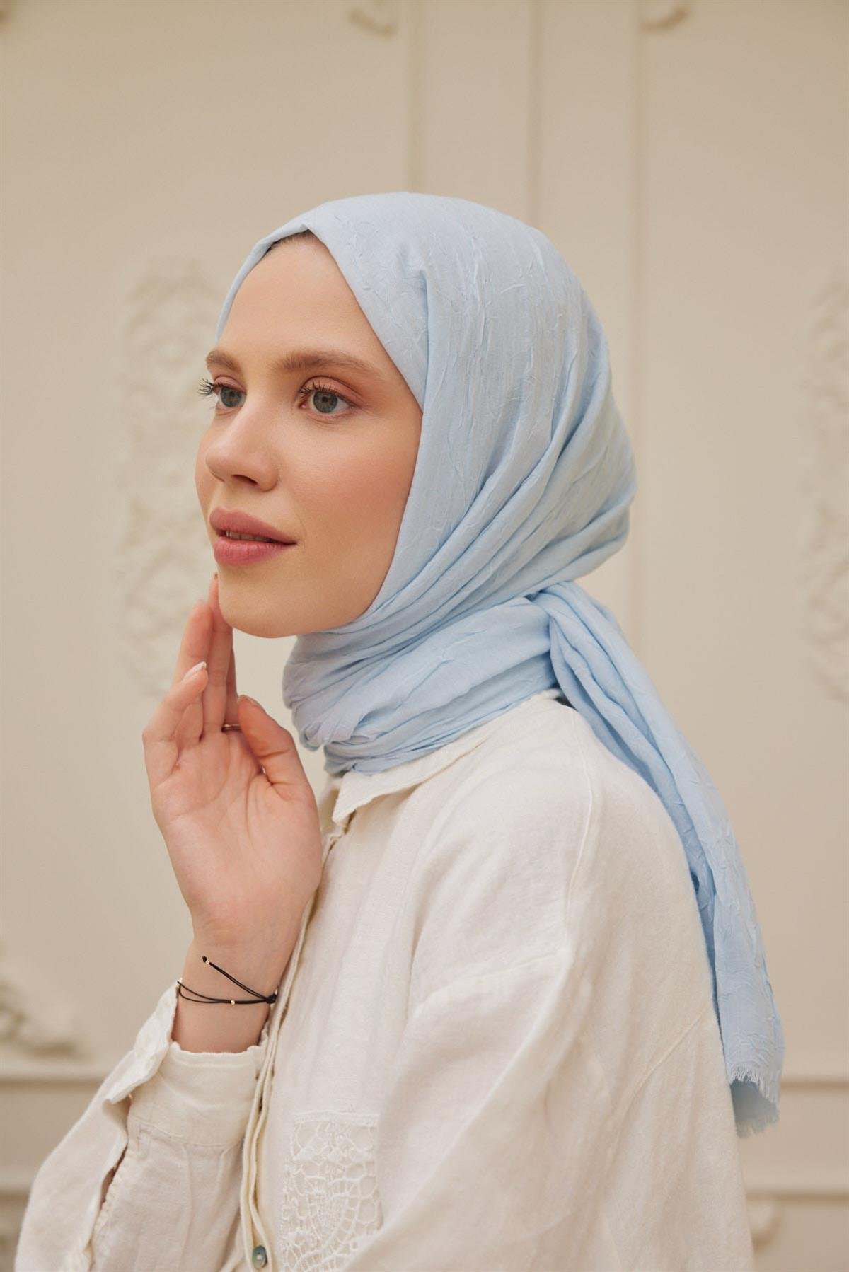 Viskon Kraş Şal Buz Mavivskkra0033Şalland