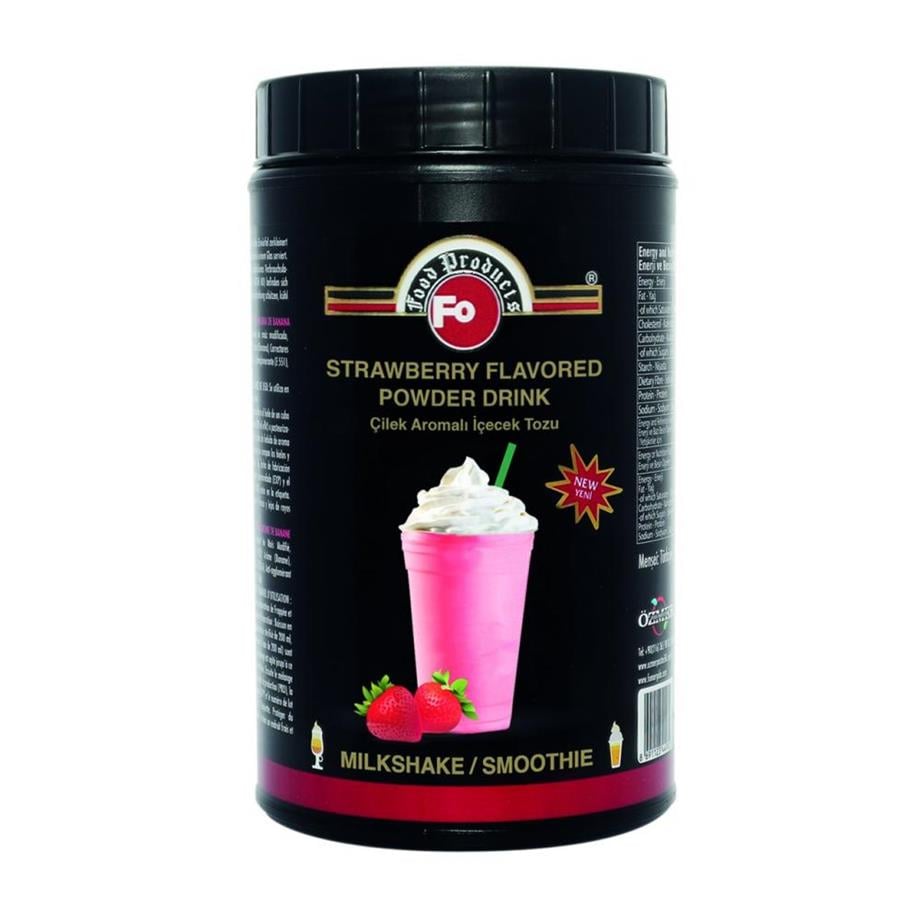 Fo Çilek Aromalı İçecek Tozu Milk Shake/Smothie Kavanoz 1 kg