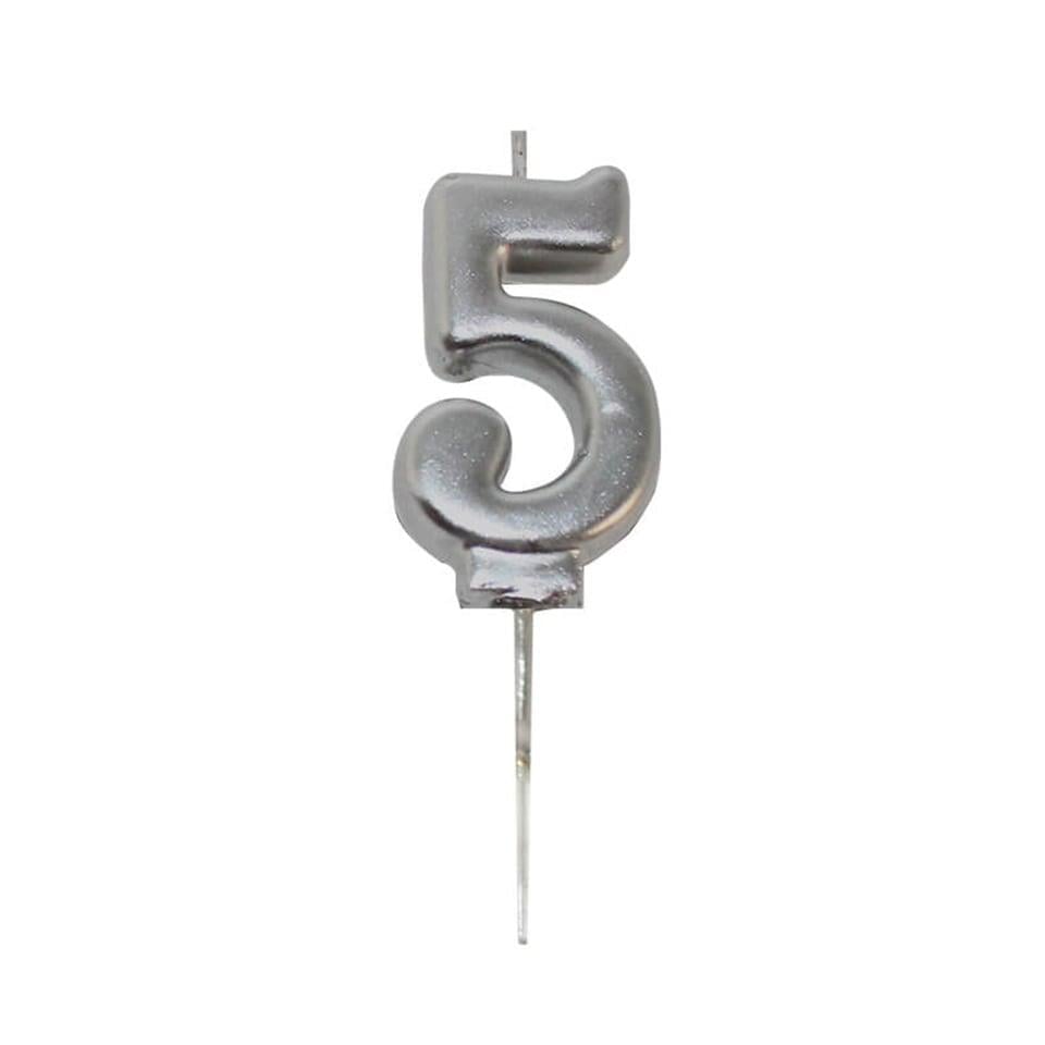 Gümüş Mum Rakamlı No:5