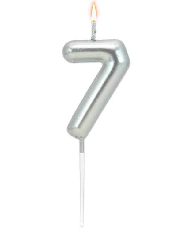 Gümüş Mum Rakamlı No:7