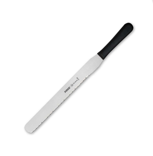 Pirge 71474-B-01 Creme Pasta Bıçağı B Model Dişli Geniş  Sebze Bıçağı 30 cm Siyah