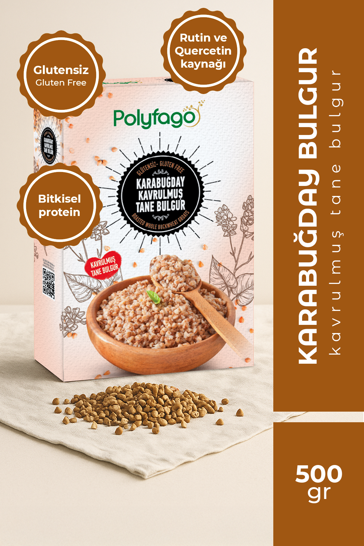 Polyfago Glutensiz Karabuğday Bulgur 500 gr 