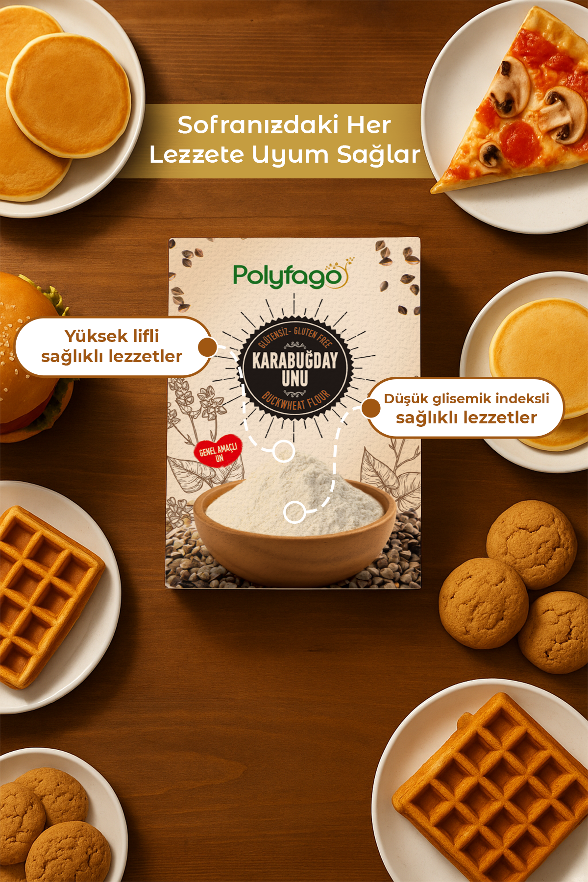 Polyfago Glutensiz Karabuğday Genel Amaçlı Un 500 gr
