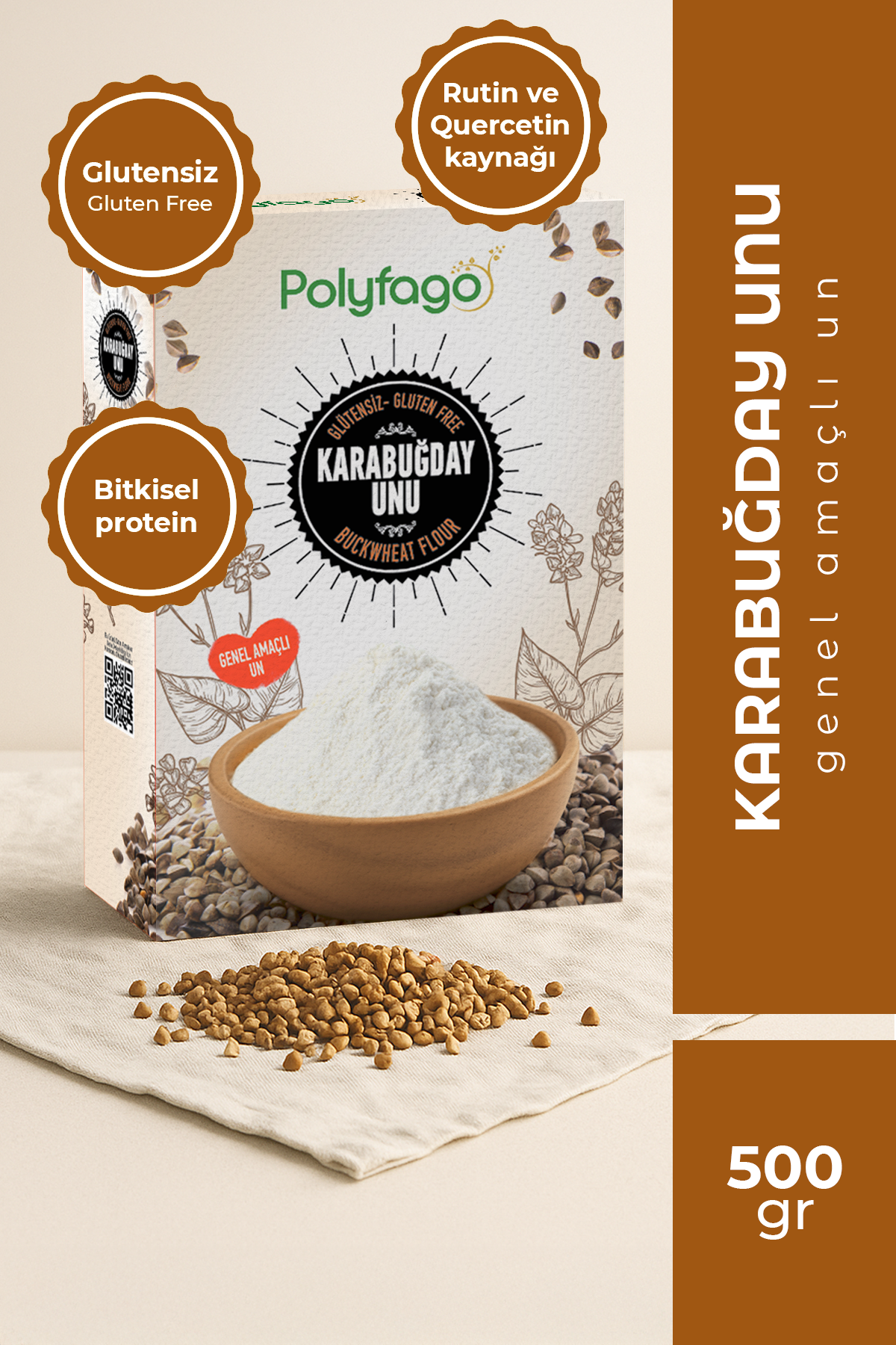 Polyfago Glutensiz Karabuğday Genel Amaçlı Un 500 gr