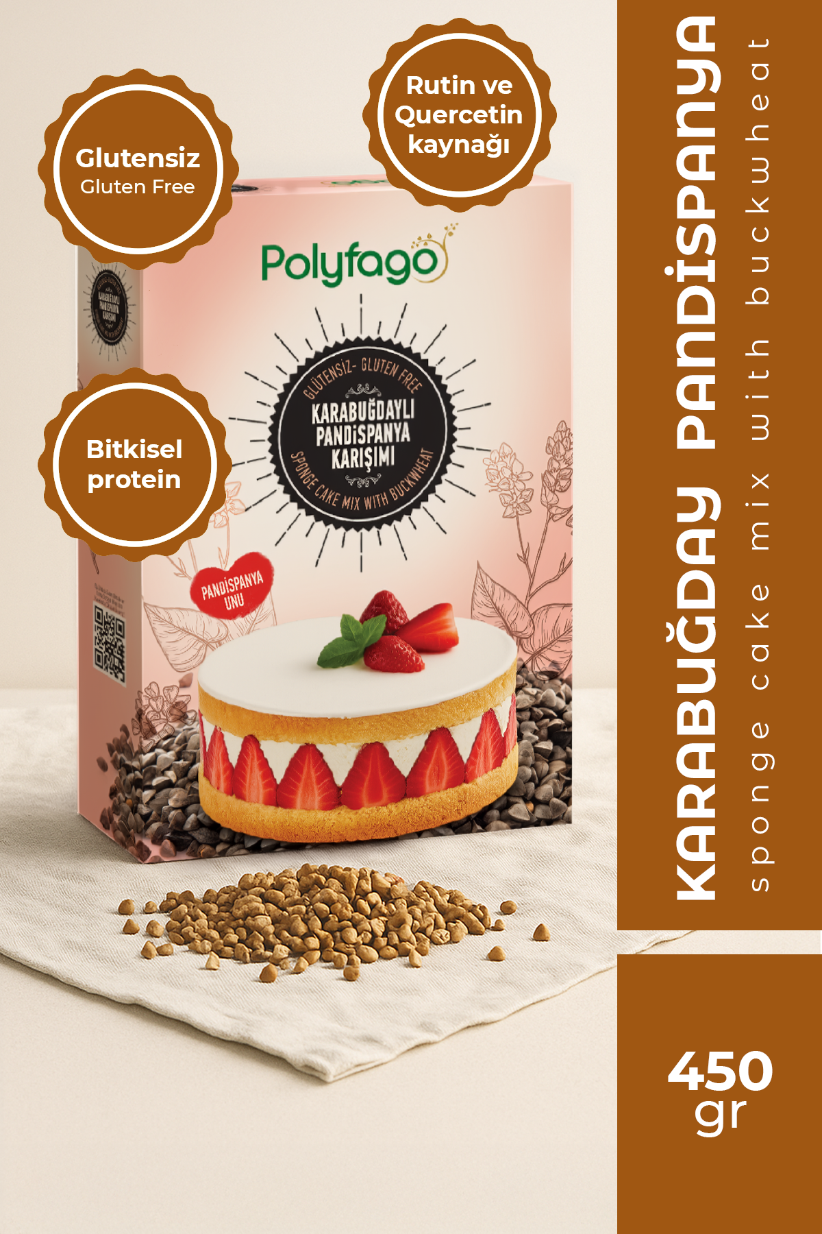 Polyfago Glutensiz Karabuğday Pandispanya Unu Karışımı 450 gr