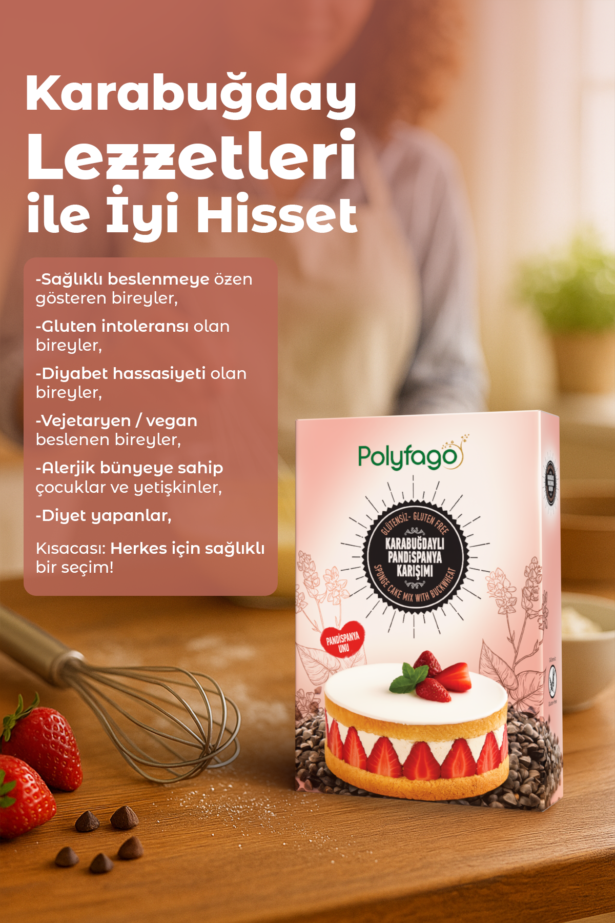 Polyfago Glutensiz Karabuğday Pandispanya Unu Karışımı 450 gr