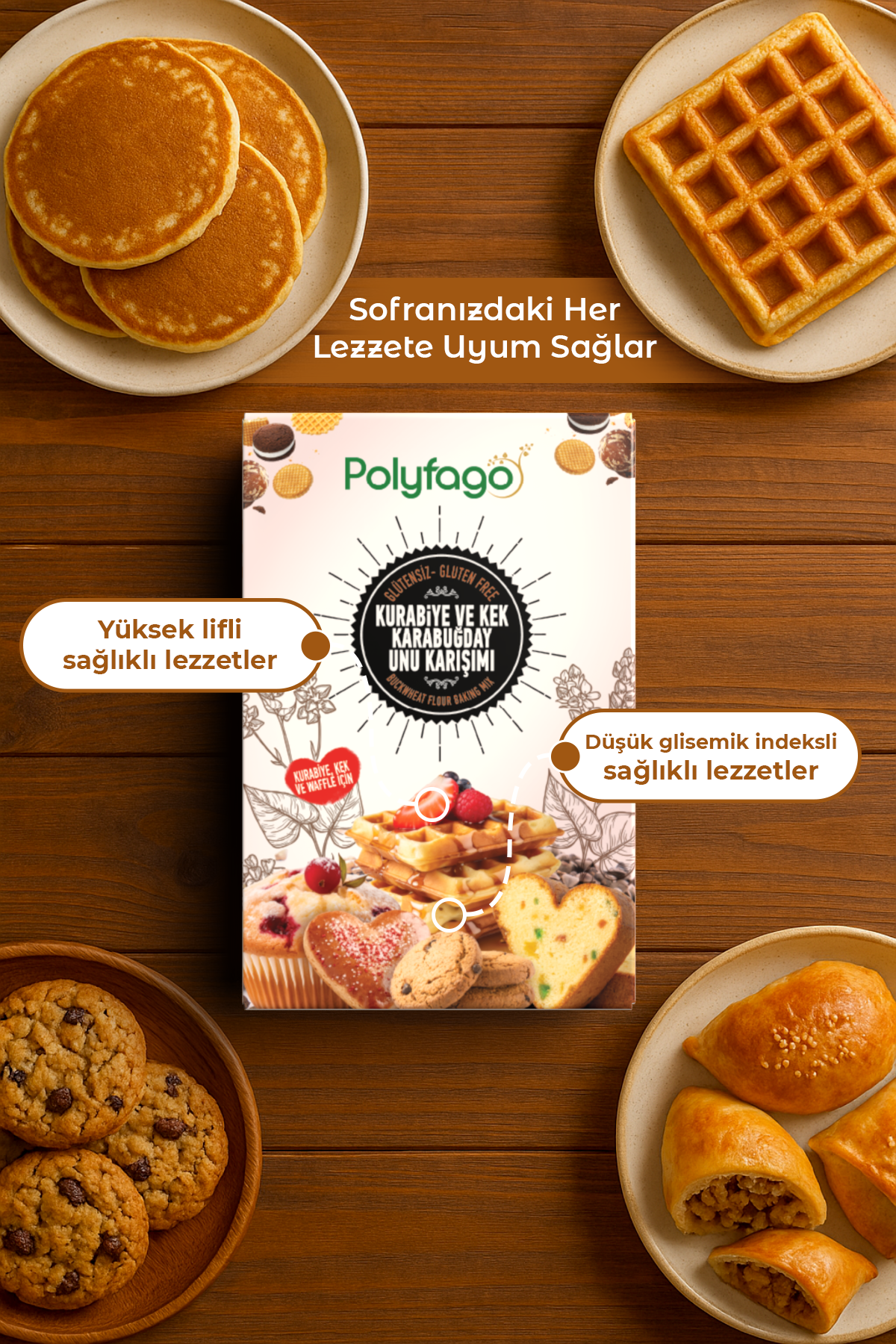 Polyfago Glutensiz Kurabiye ve Kek Karabuğday Unu Karışımı 500 gr