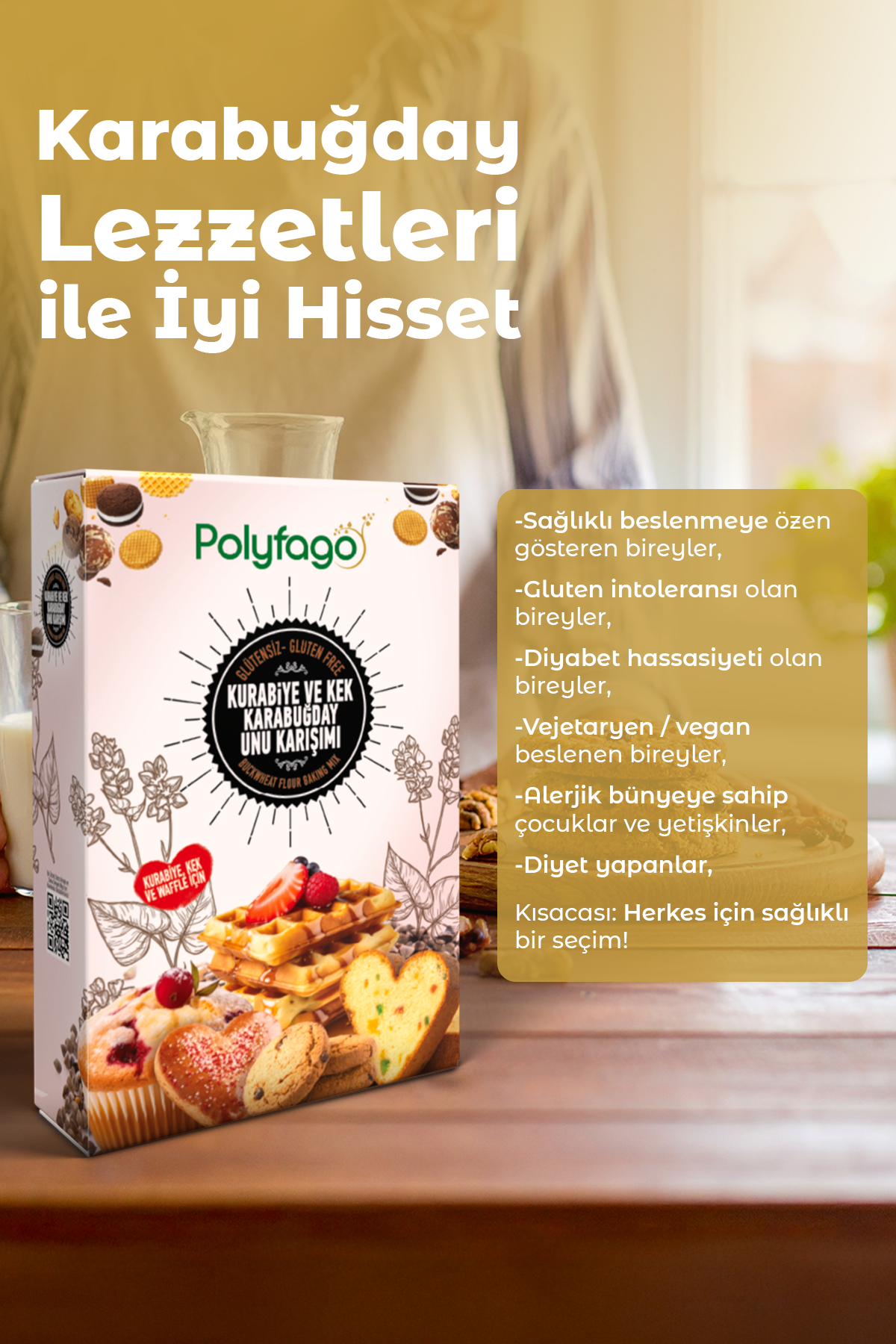 Polyfago Glutensiz Kurabiye ve Kek Karabuğday Unu Karışımı 500 gr