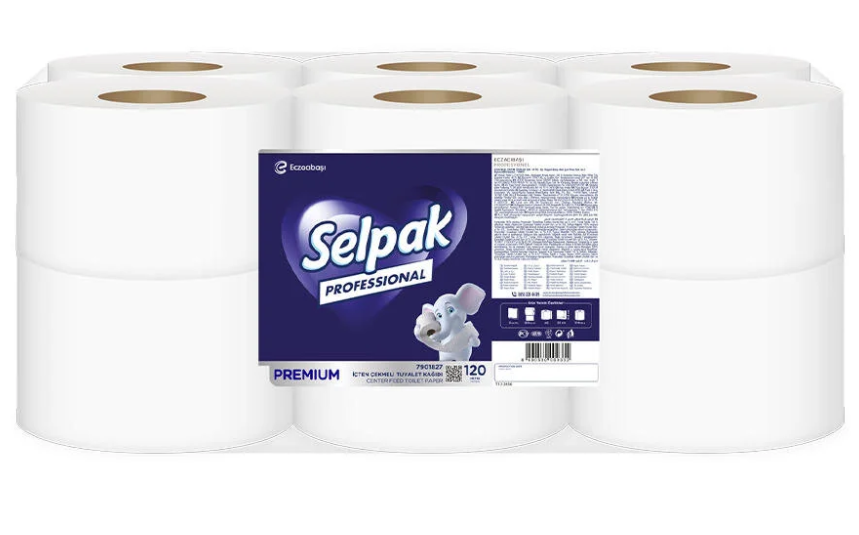 Selpak Professional Premium 7907837 İçten Çekmeli Tuvalet Kağıdı 120 m x 12 Adet