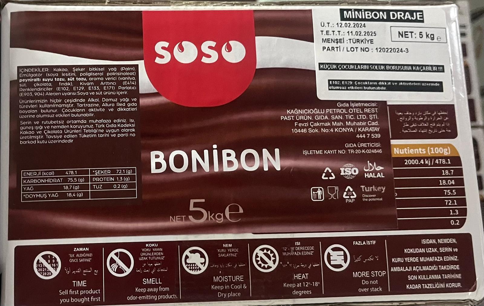 Soso Bonibon Şekeri Mini 5 kg