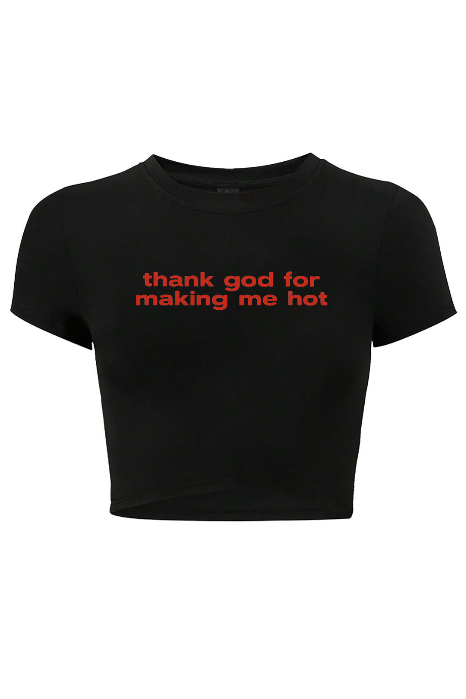 BRZ Collection Kadın Thank God For Making Me Hot Crop Siyah
