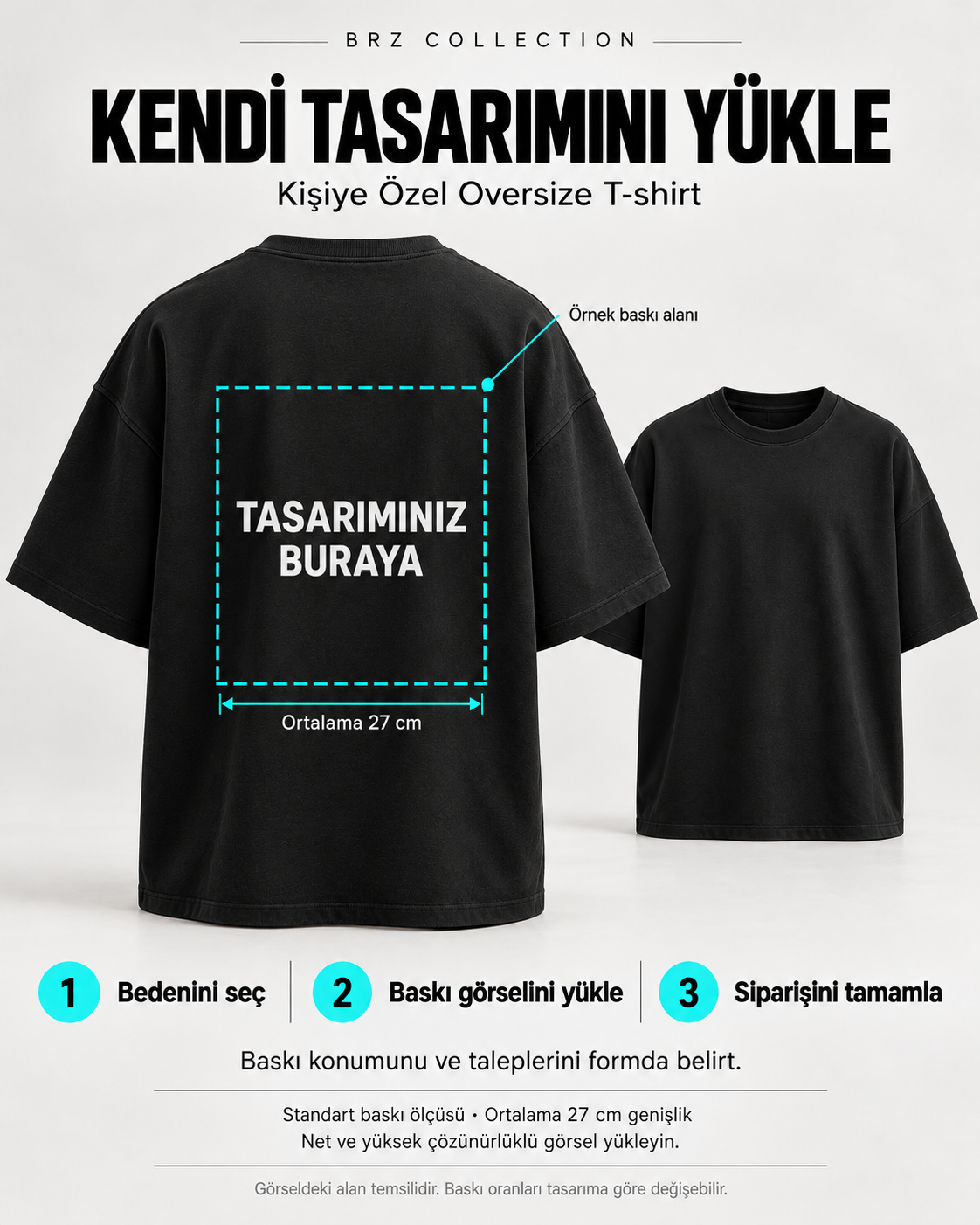 BRZ Collection Kişiye Özel Baskılı Unisex Oversize T-shirt
