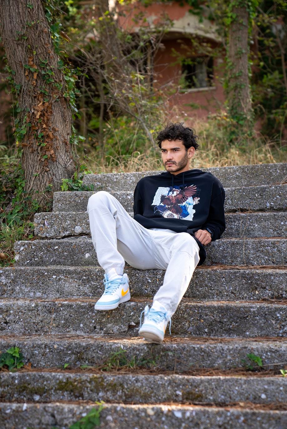 BRZ Collection Oversize Eagle Darccolage Kartal Hoodie