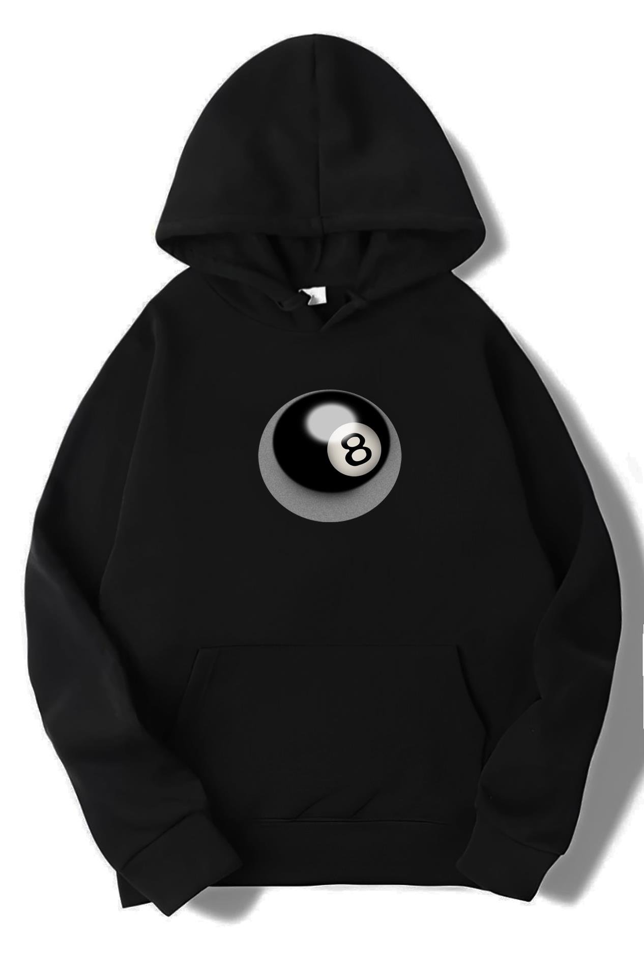 BRZ Collection Unisex Oversize 8 Ball Hoodie Siyah