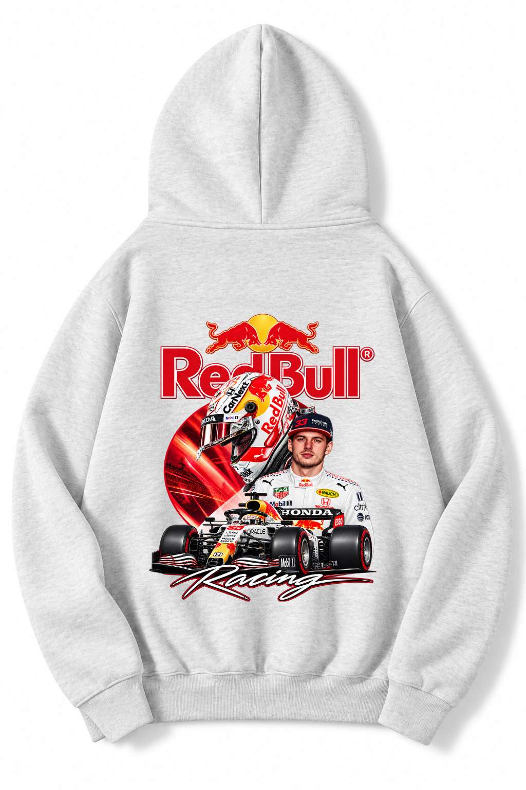BRZ Collection Unisex Oversize (AÇIK GRİ) Racing F1 Redbull Hoodie (AÇIK GRİ)