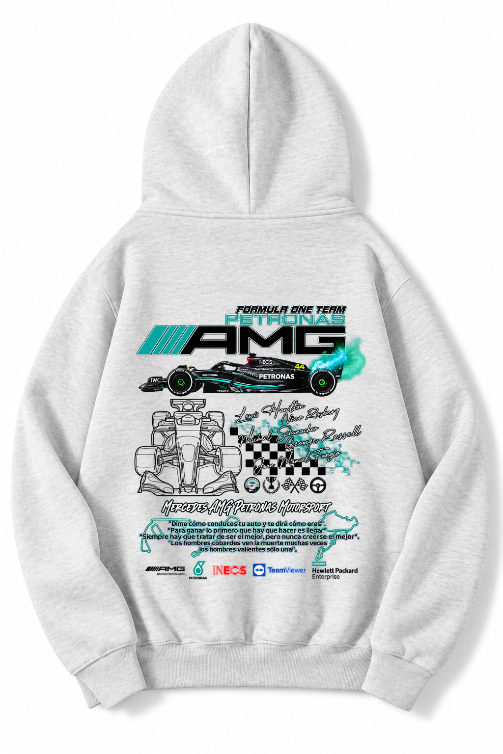 BRZ Collection Unisex Oversize (AÇIK GRİ) Formula One Team Petronas AMG Hoodie (AÇIK GRİ)
