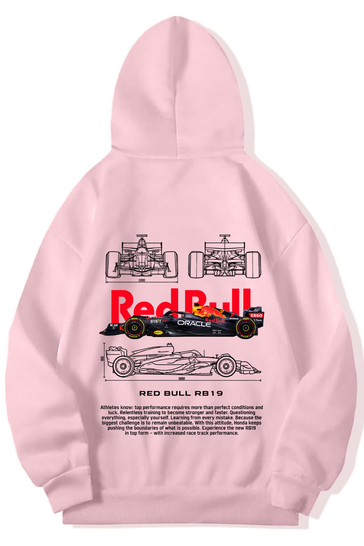 BRZ Collection Unisex Oversize (AÇIK PEMBE) Redbull RB19 Hoodie (AÇIK PEMBE)