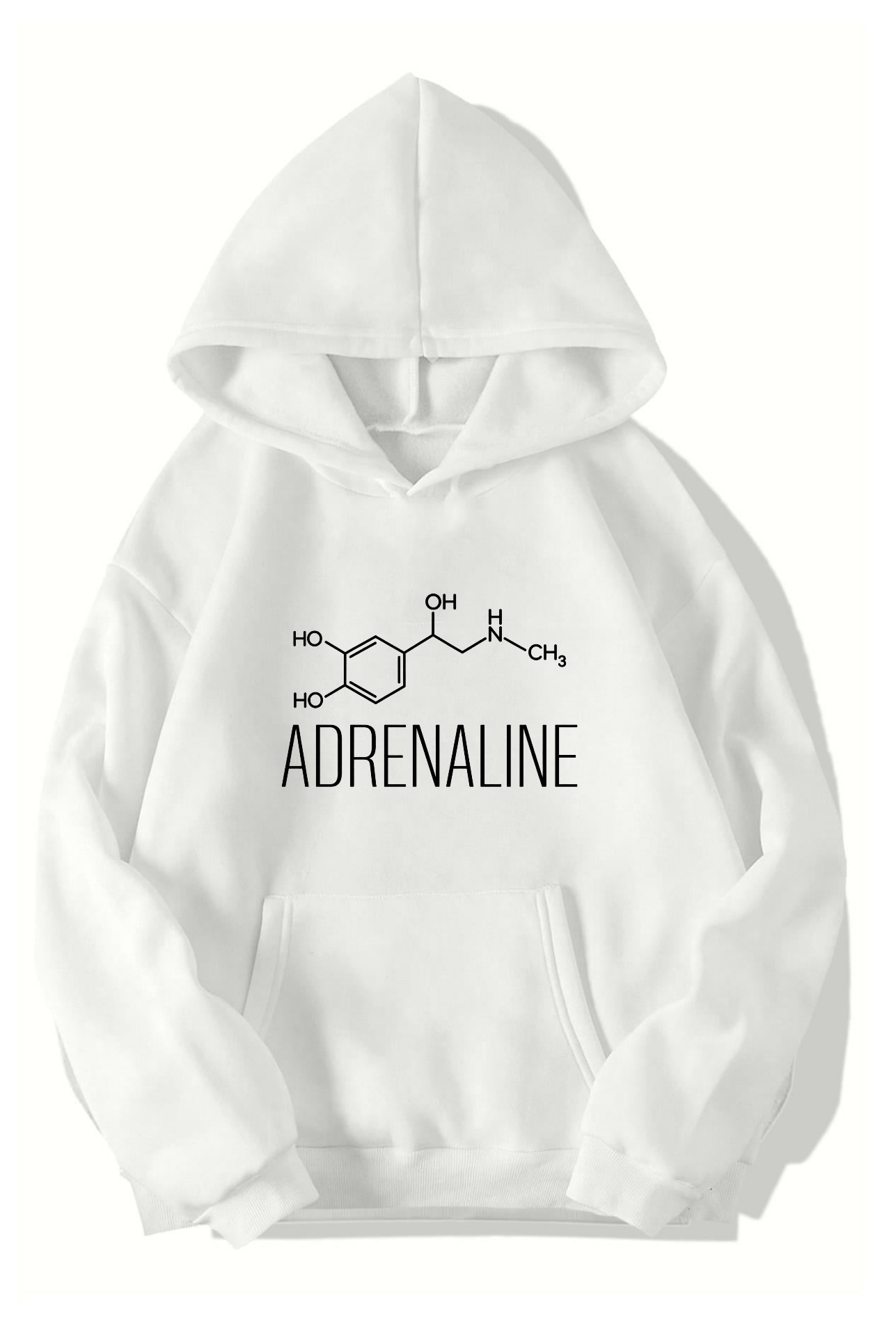 BRZ Collection Unisex Oversize Adrenaline Hoodie (BEYAZ)