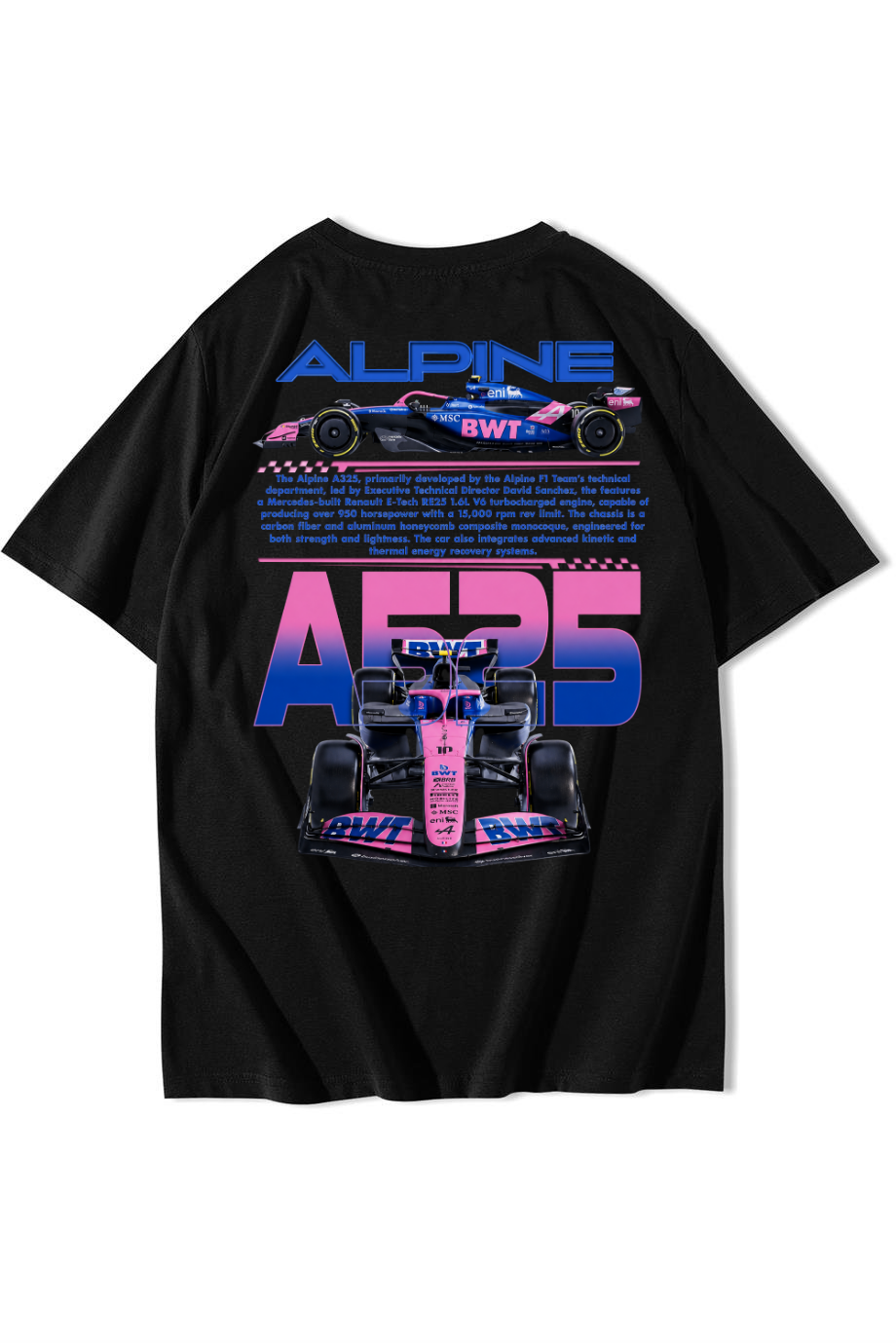 BRZ Collection Unisex Oversize Alpine A525 T-shirt Siyah