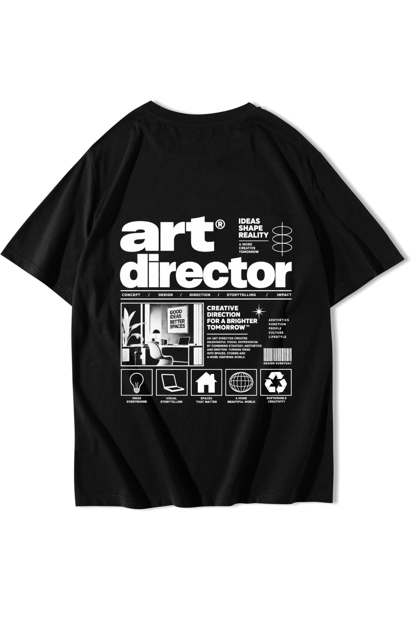 BRZ Collection Unisex Oversize Art Director T-shirt Siyah
